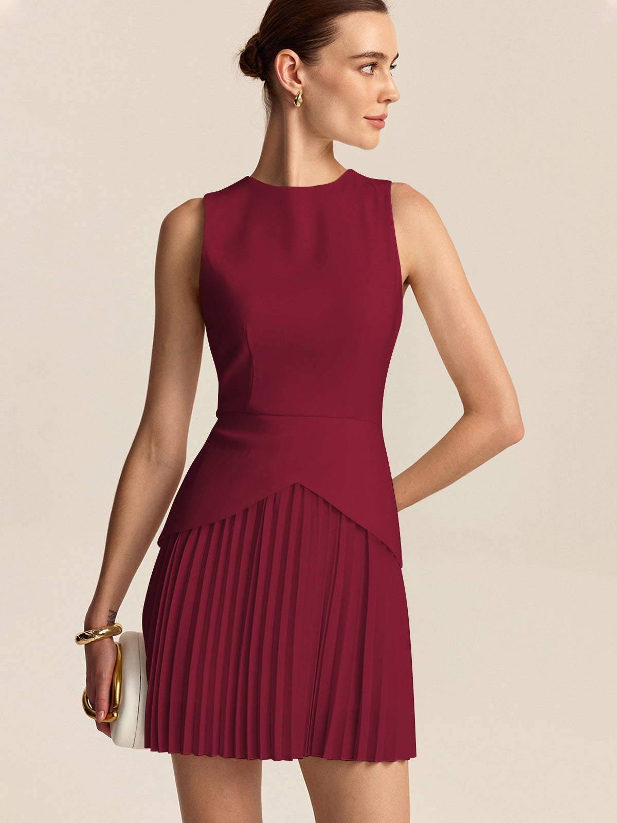 Mini-robe à ourlet plissé