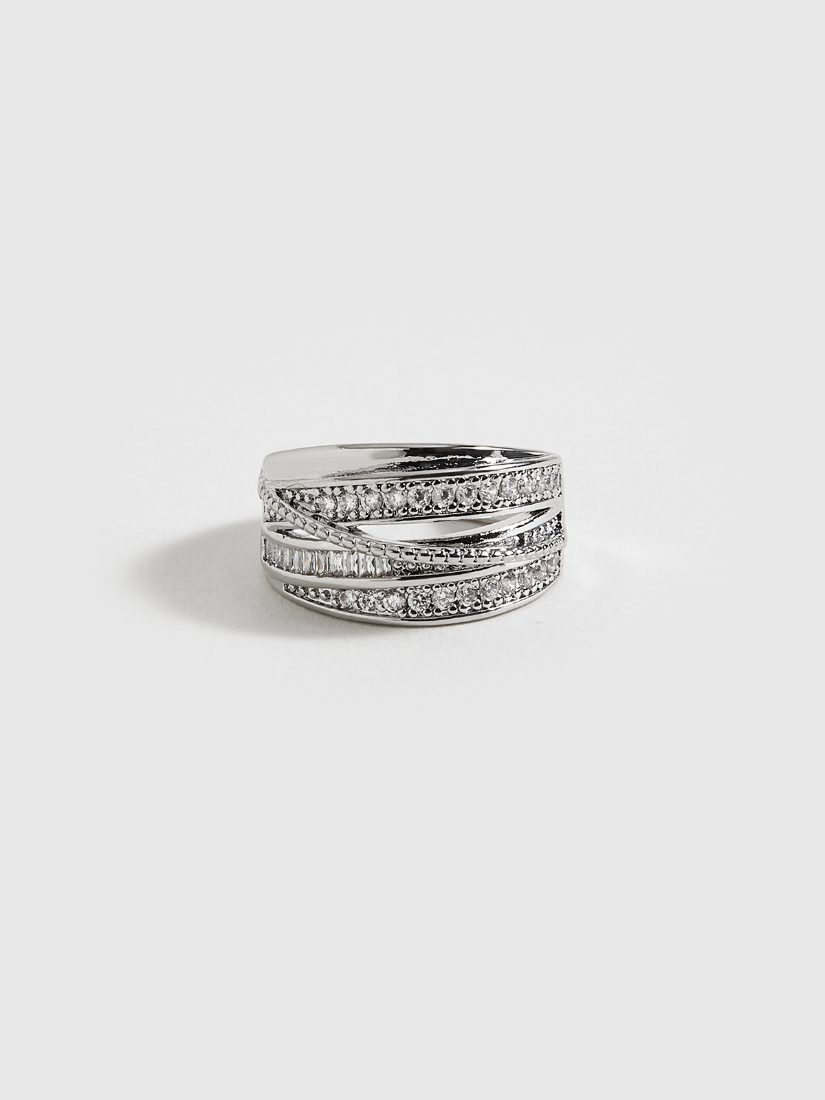 Layered Adjustable Ring with Rhinestones