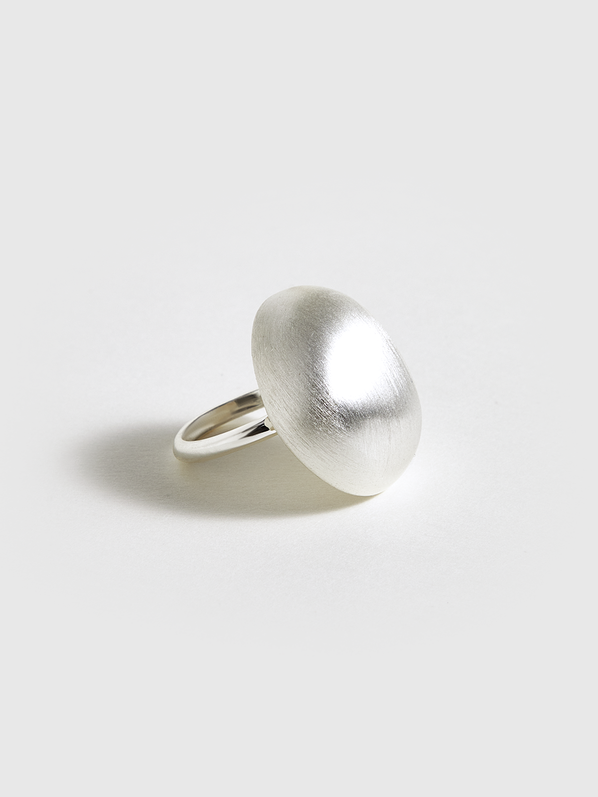 Bague Ovale Dôme Argent Mat