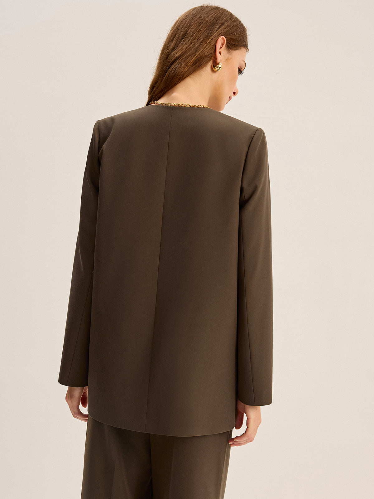 V-Ausschnitt Blazer mit Metallknöpfen