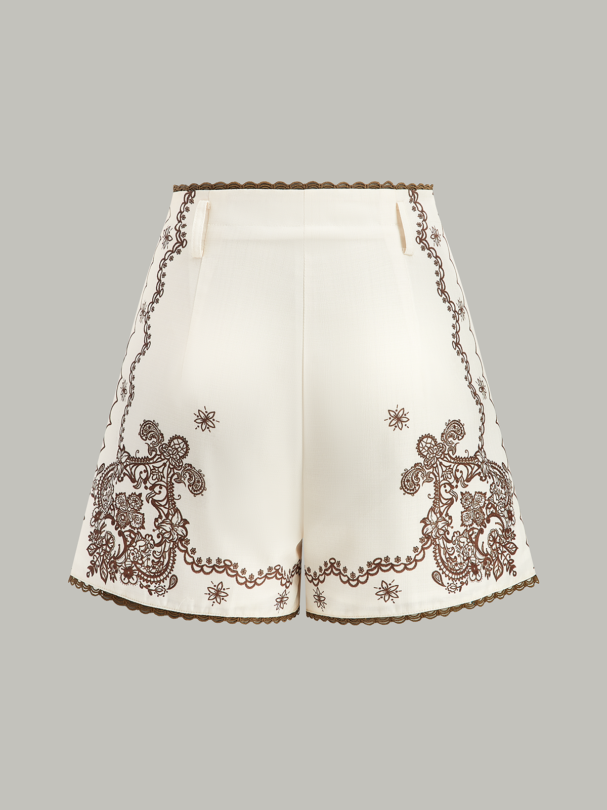 Shorts de costume imprimés fleuris avec bordures en dentelle et ceinture