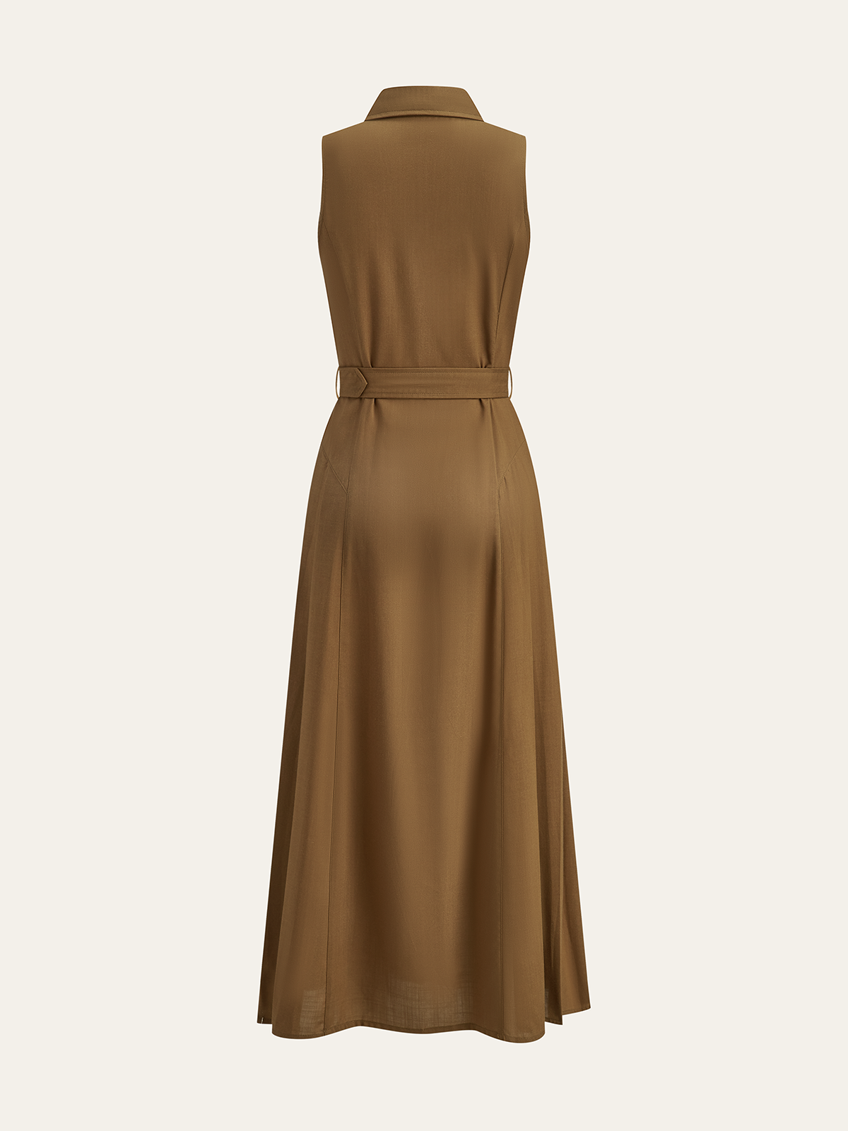 Ärmelloses Maxikleid mit Gürtel und Knöpfen