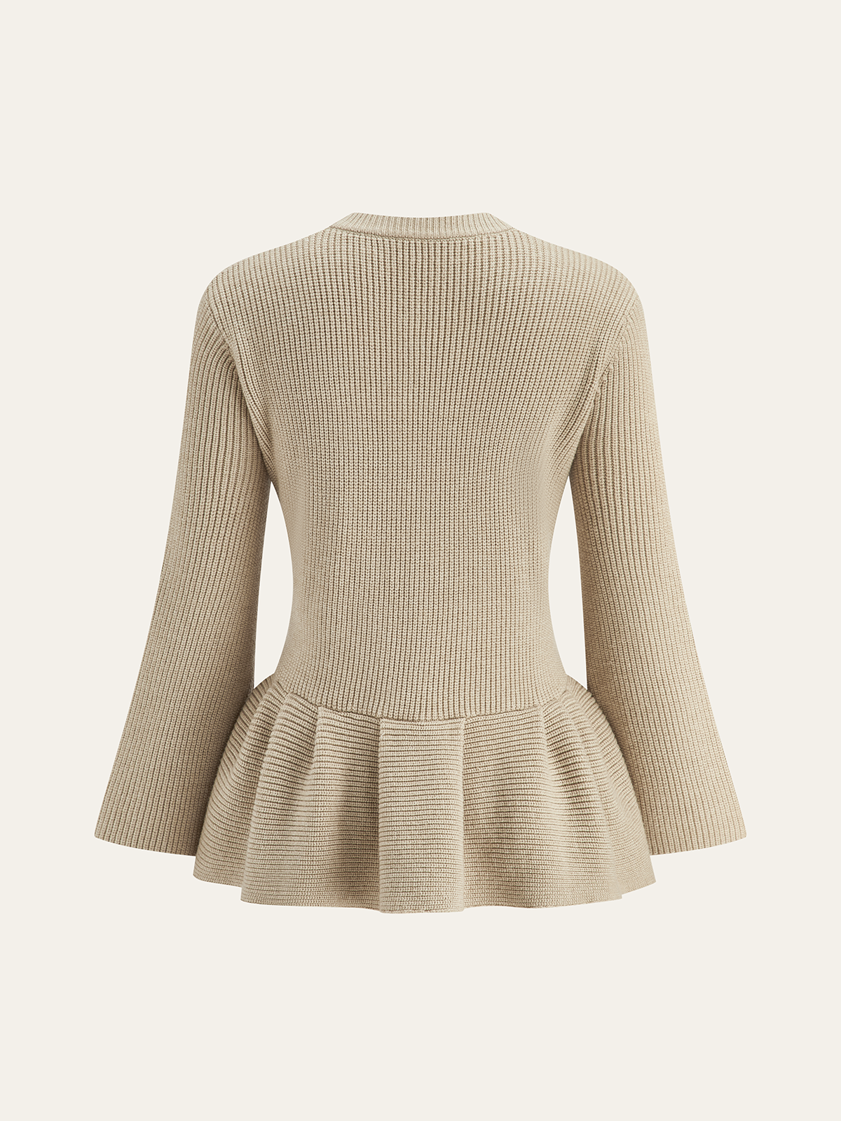 Wool-Blend Peplum Hem Cardigan