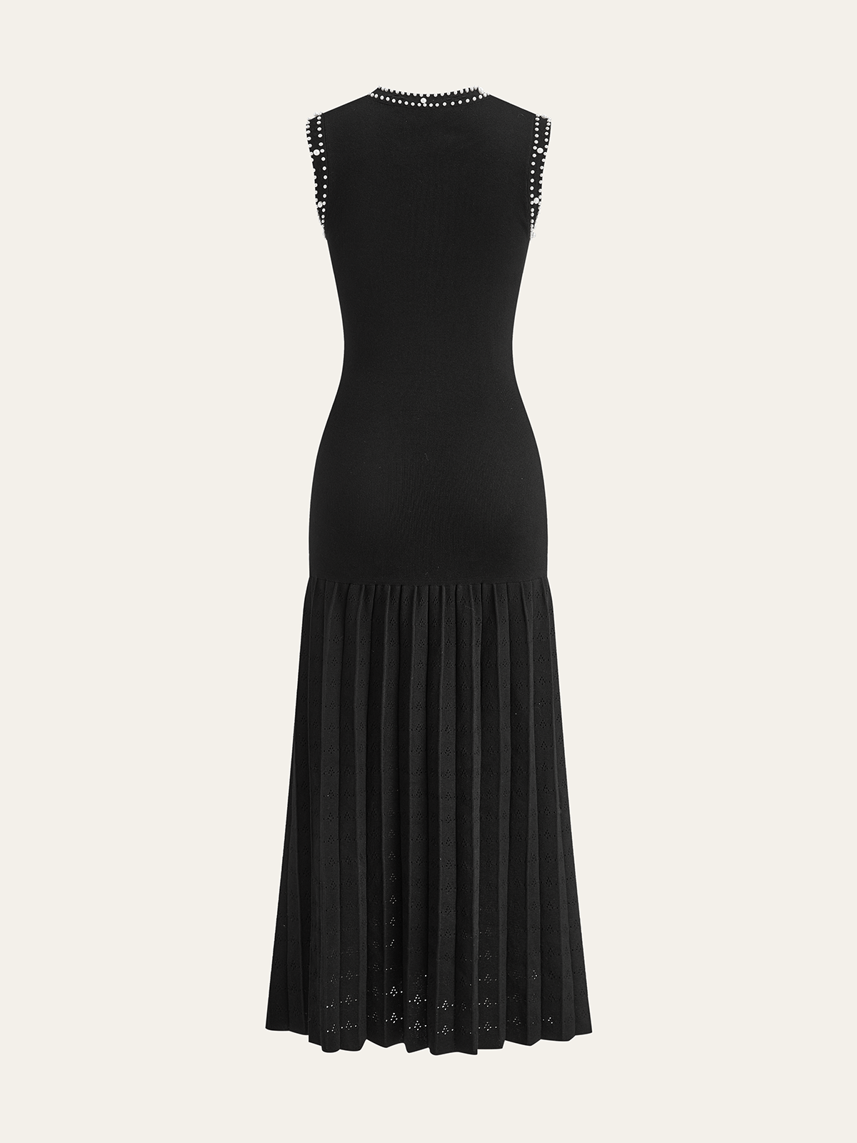 Robe midi en maille bordée de perles