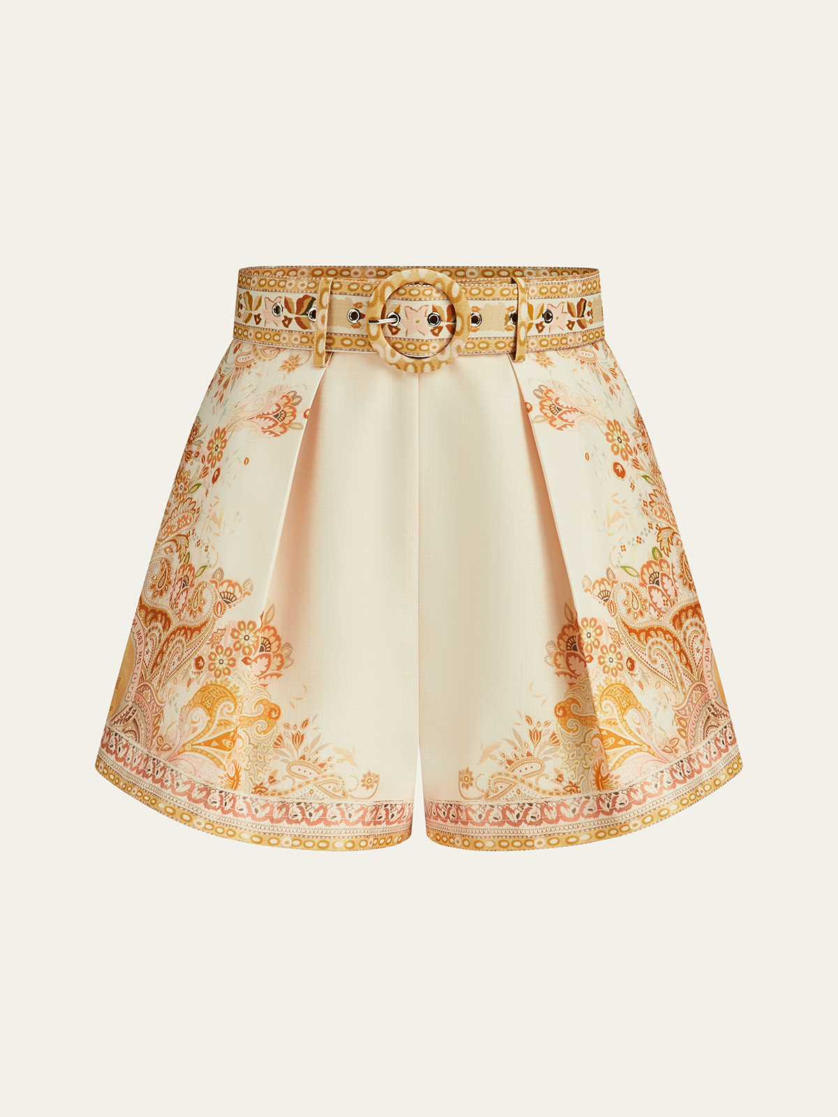 Shorts ceinturés imprimés bohème coupe ajustée