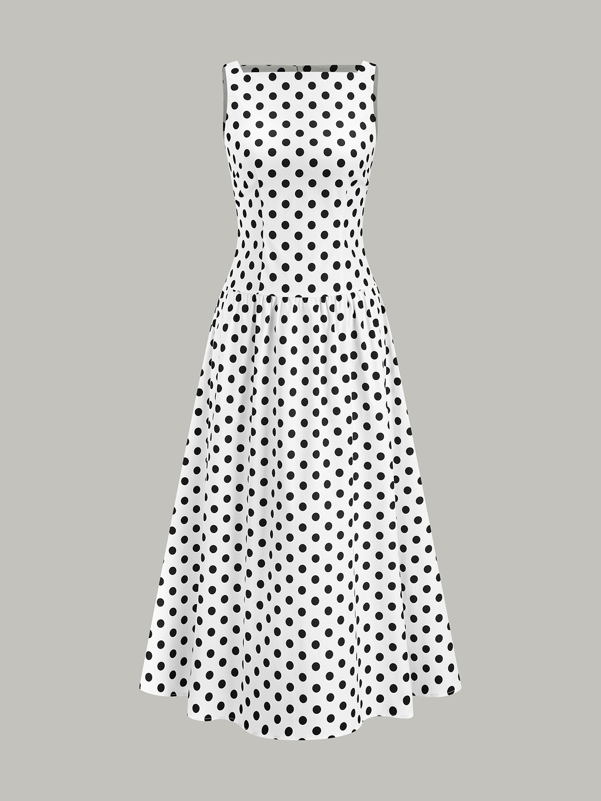 Gepunktetes ärmelloses Midikleid