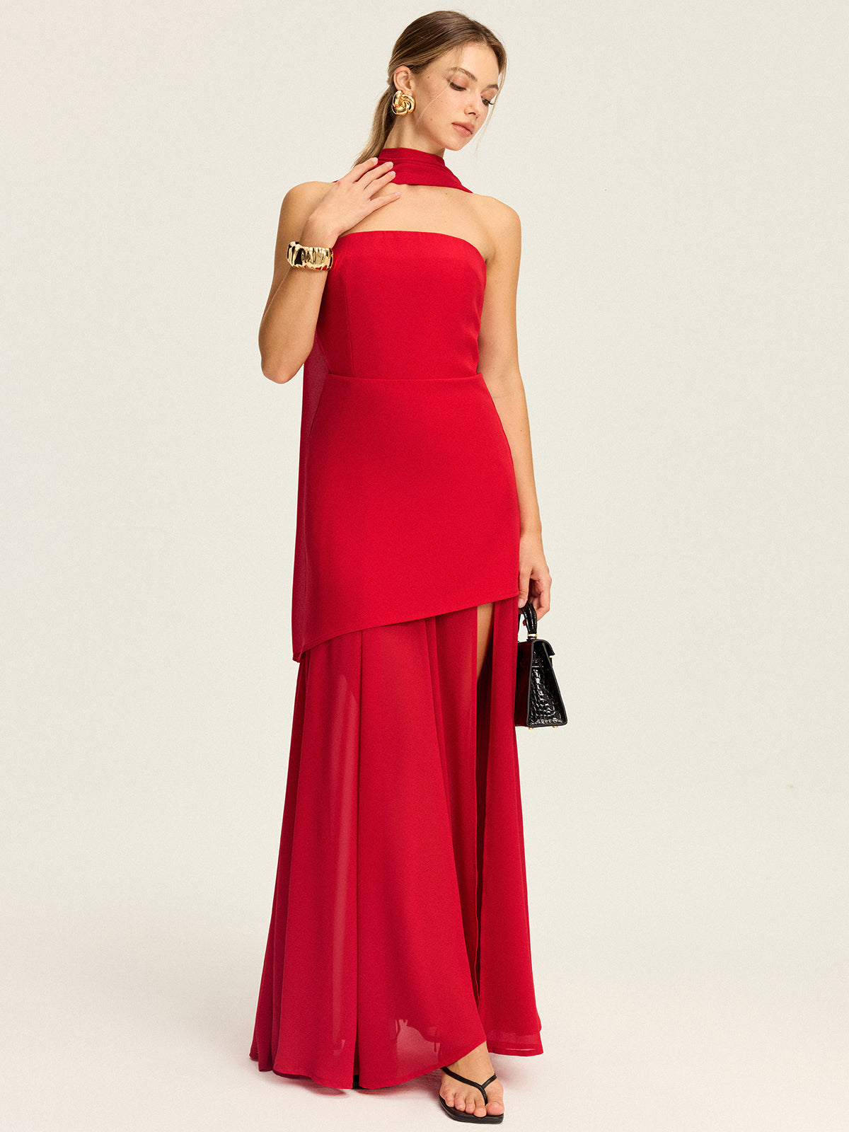 Robe longue bustier fendue