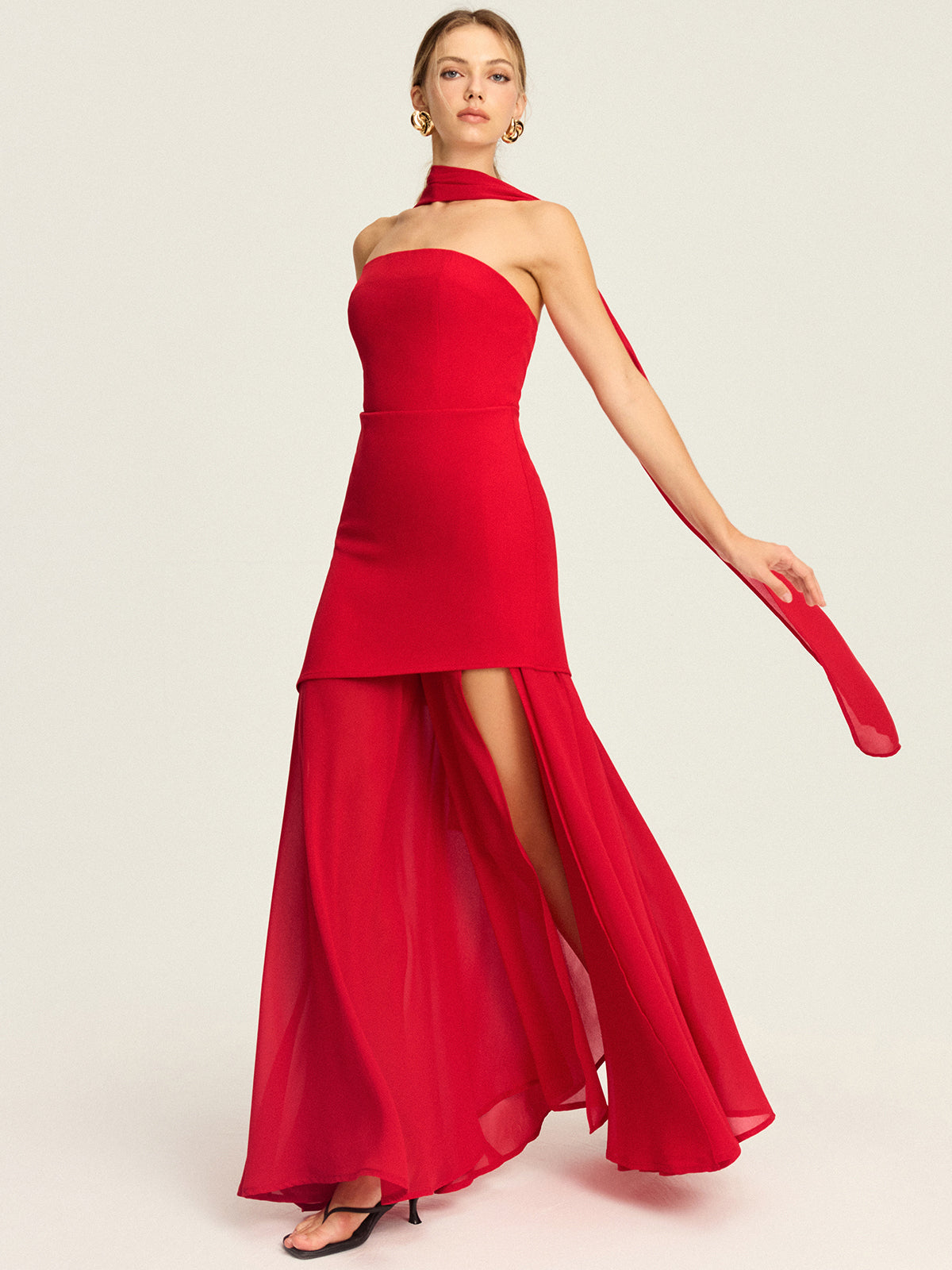 Robe longue bustier fendue