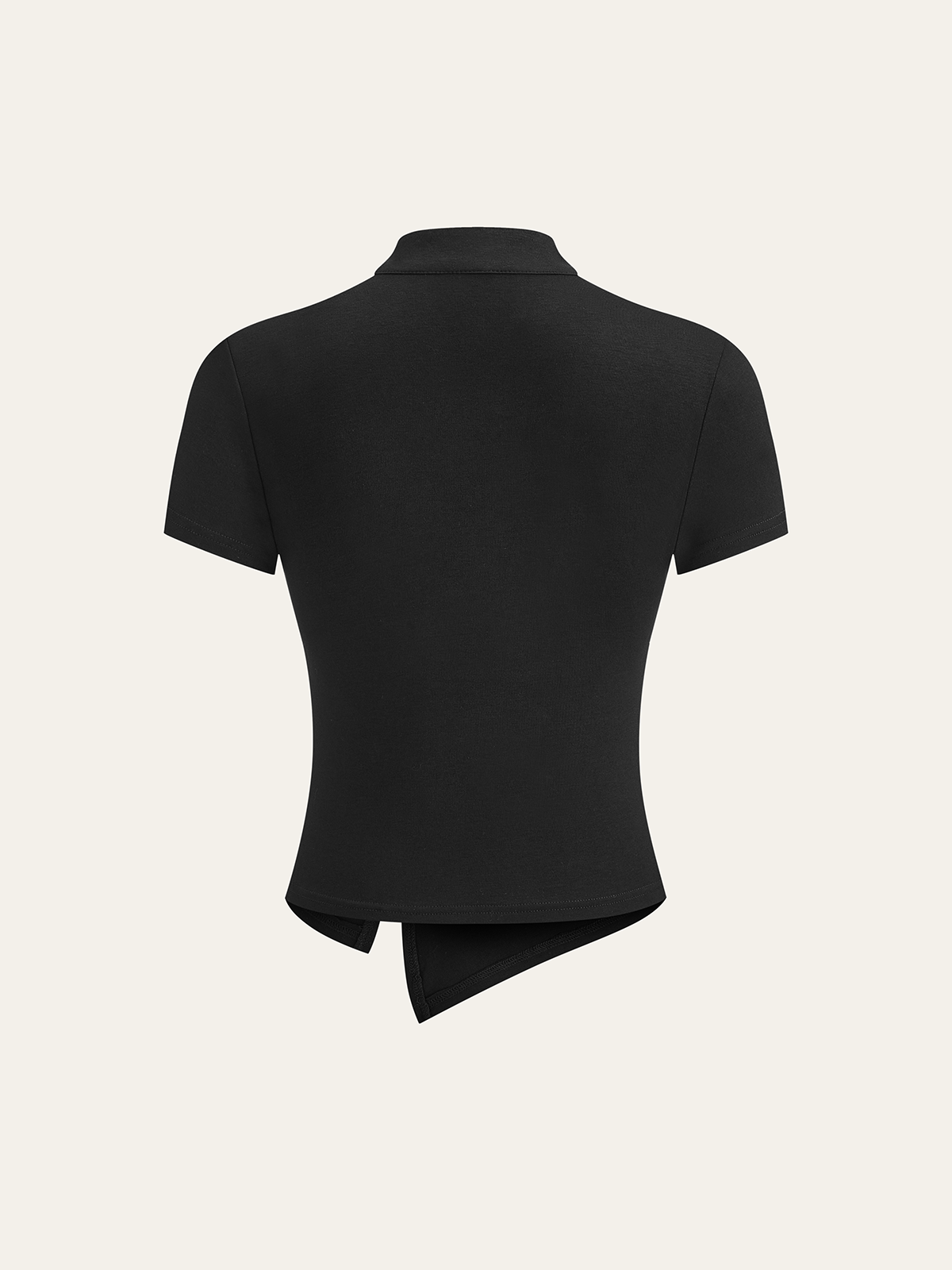 Metal Butterfly Detail Asymmetric Ruched Top