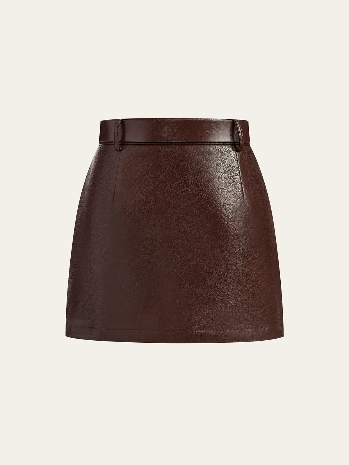 Mini-jupe en similicuir avec garniture jacquard et ceinture