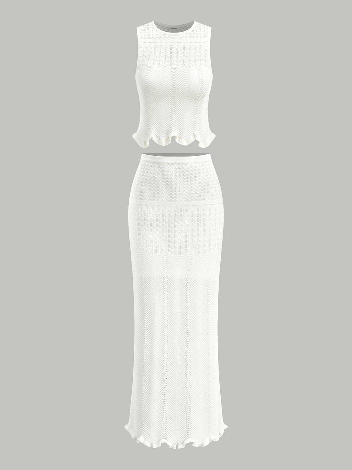 Jupe longue en maille motif vagues