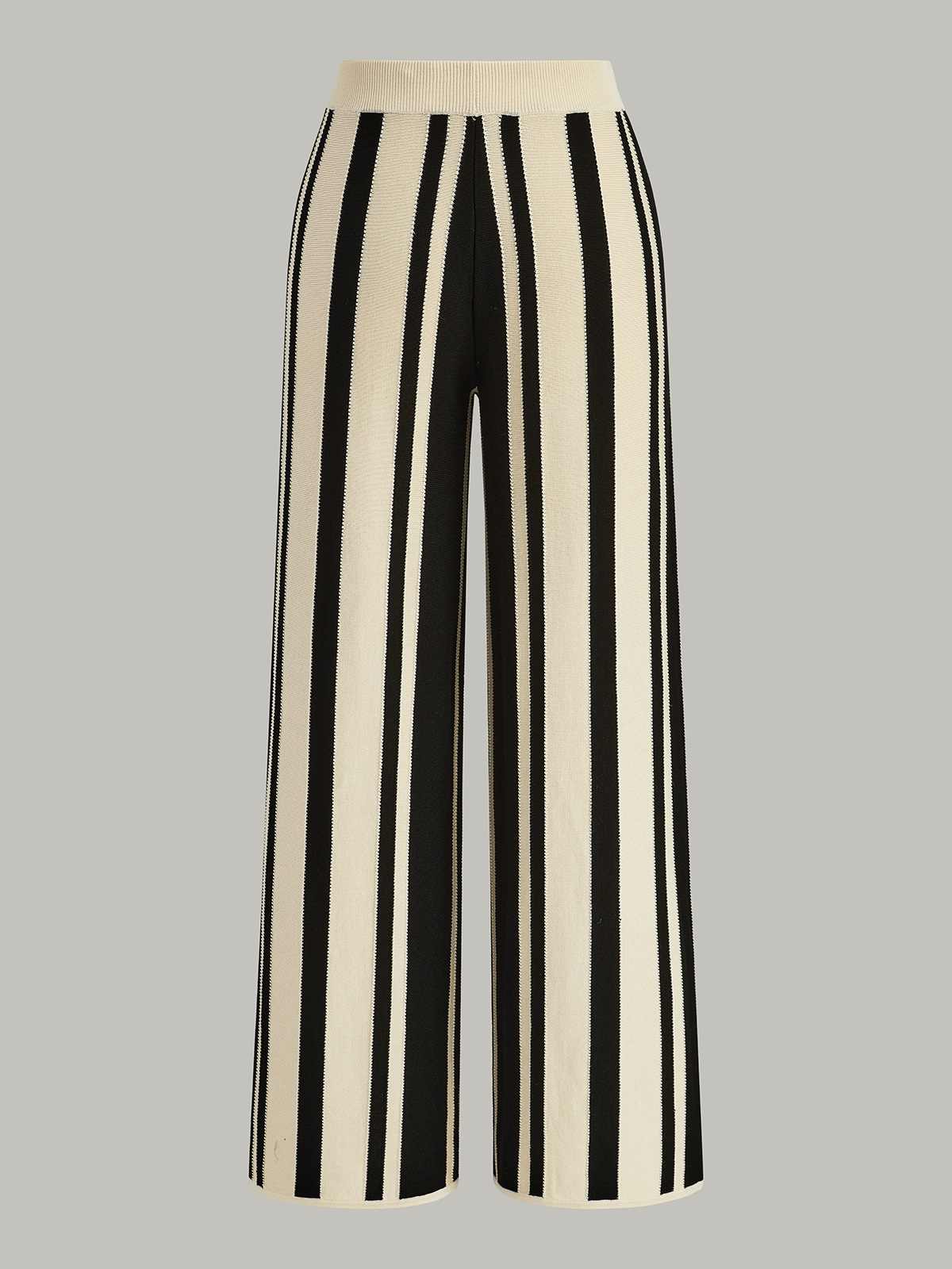 Gestreifte Strickhose mit hoher Taille