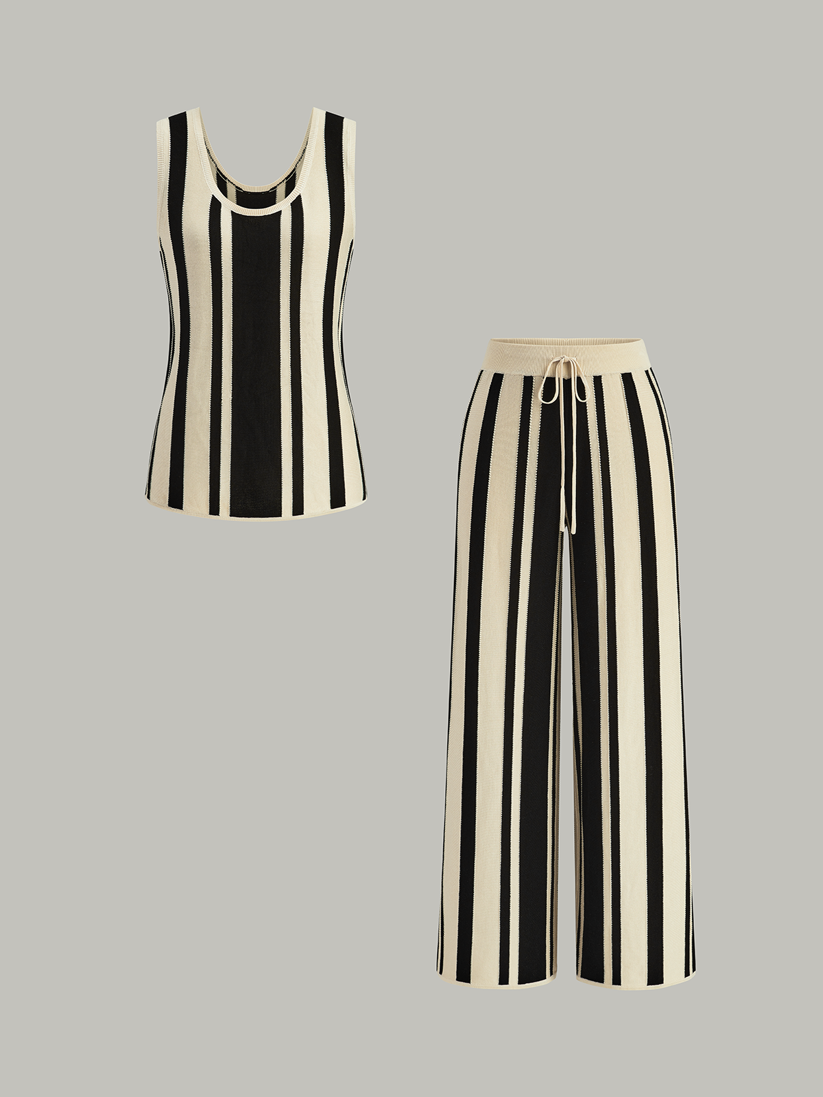 Gestreifte Strickhose mit hohem Bund