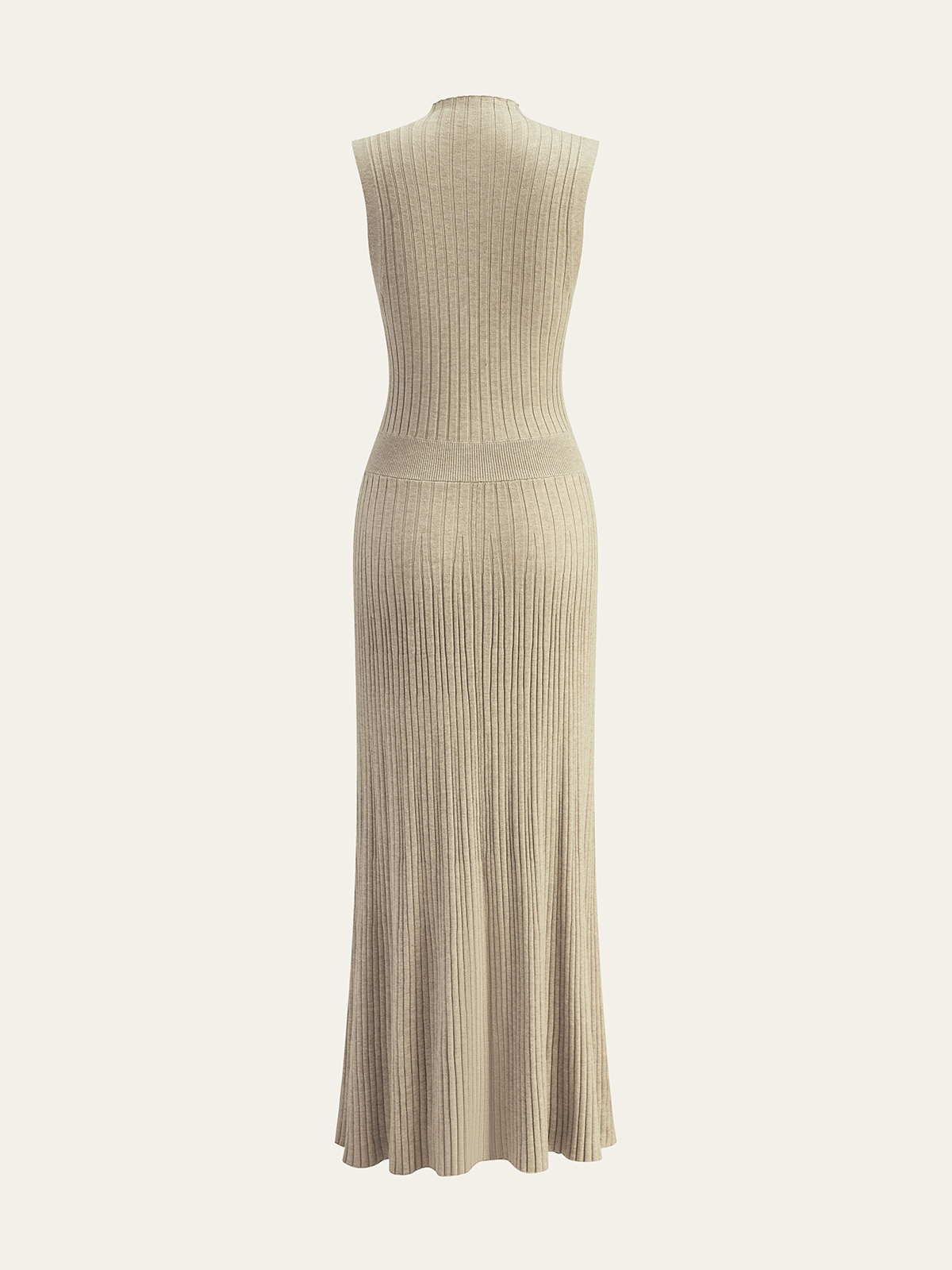 Robe longue boutonnée côtelée en mélange de laine