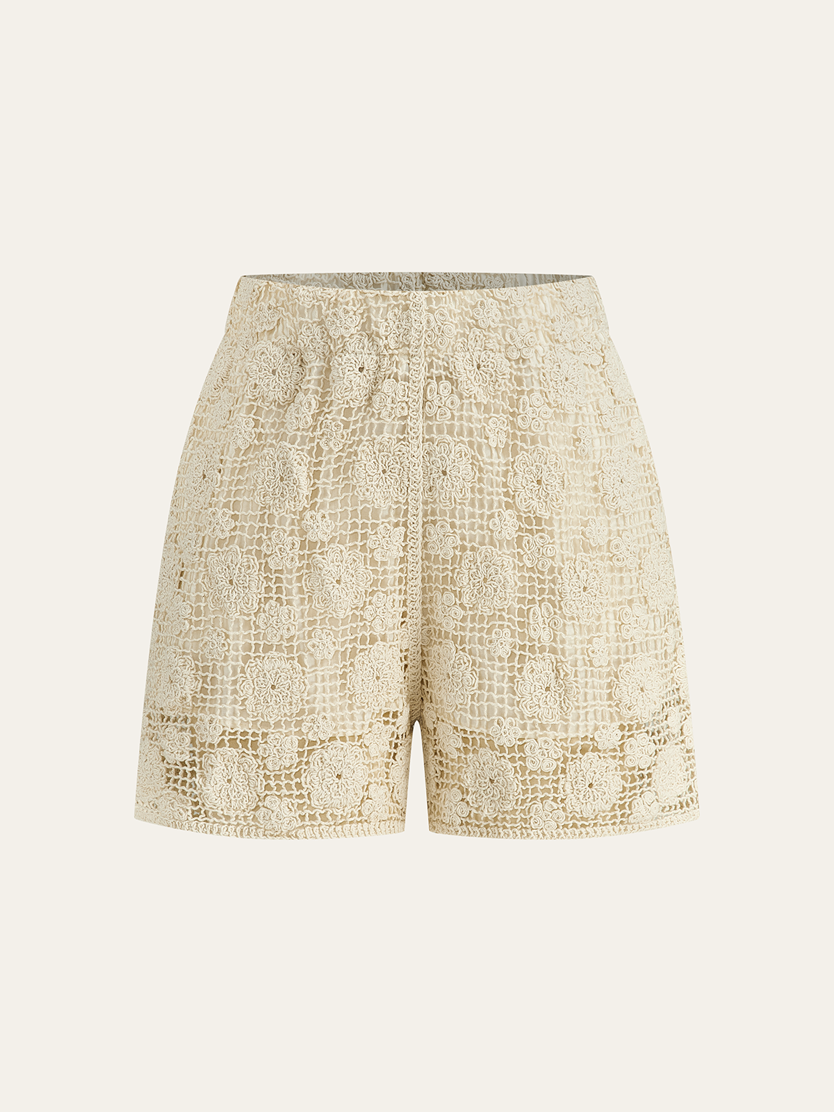 Ärmelloser Shorts-Set aus floraler Spitze