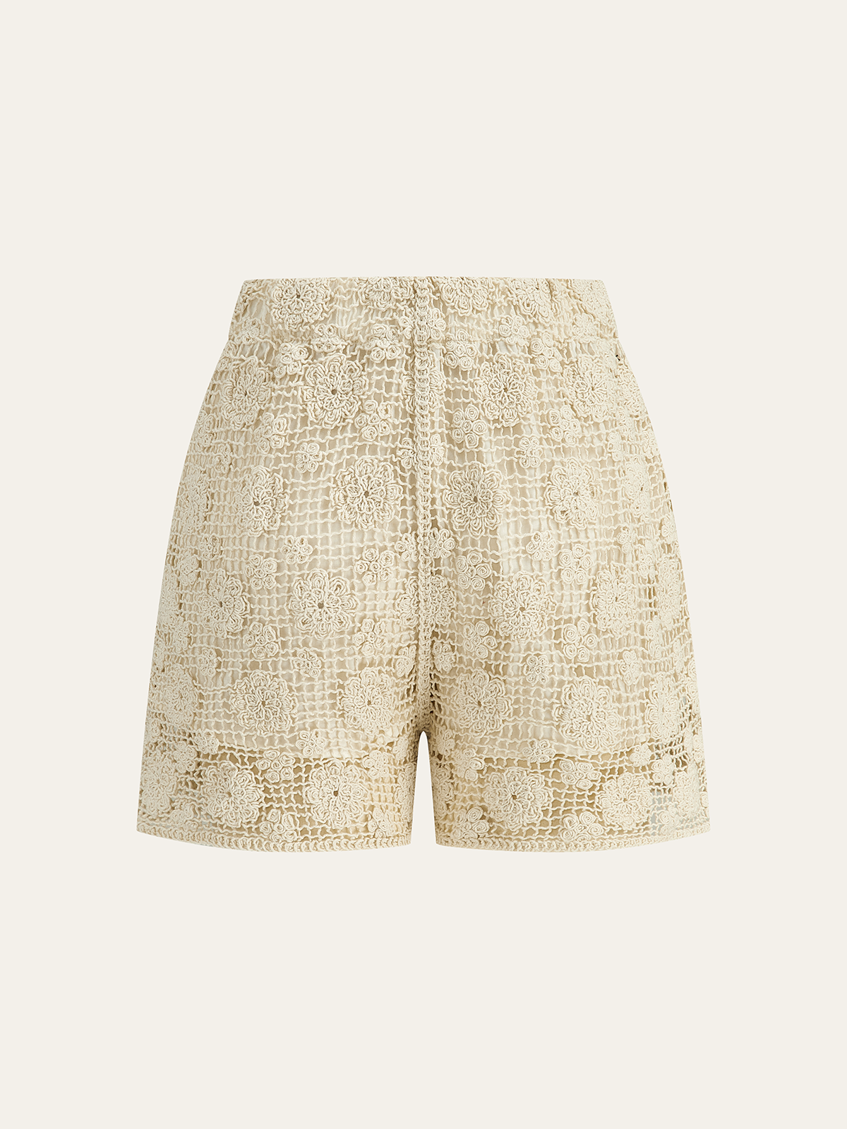 Ärmelloser Shorts-Set aus floraler Spitze