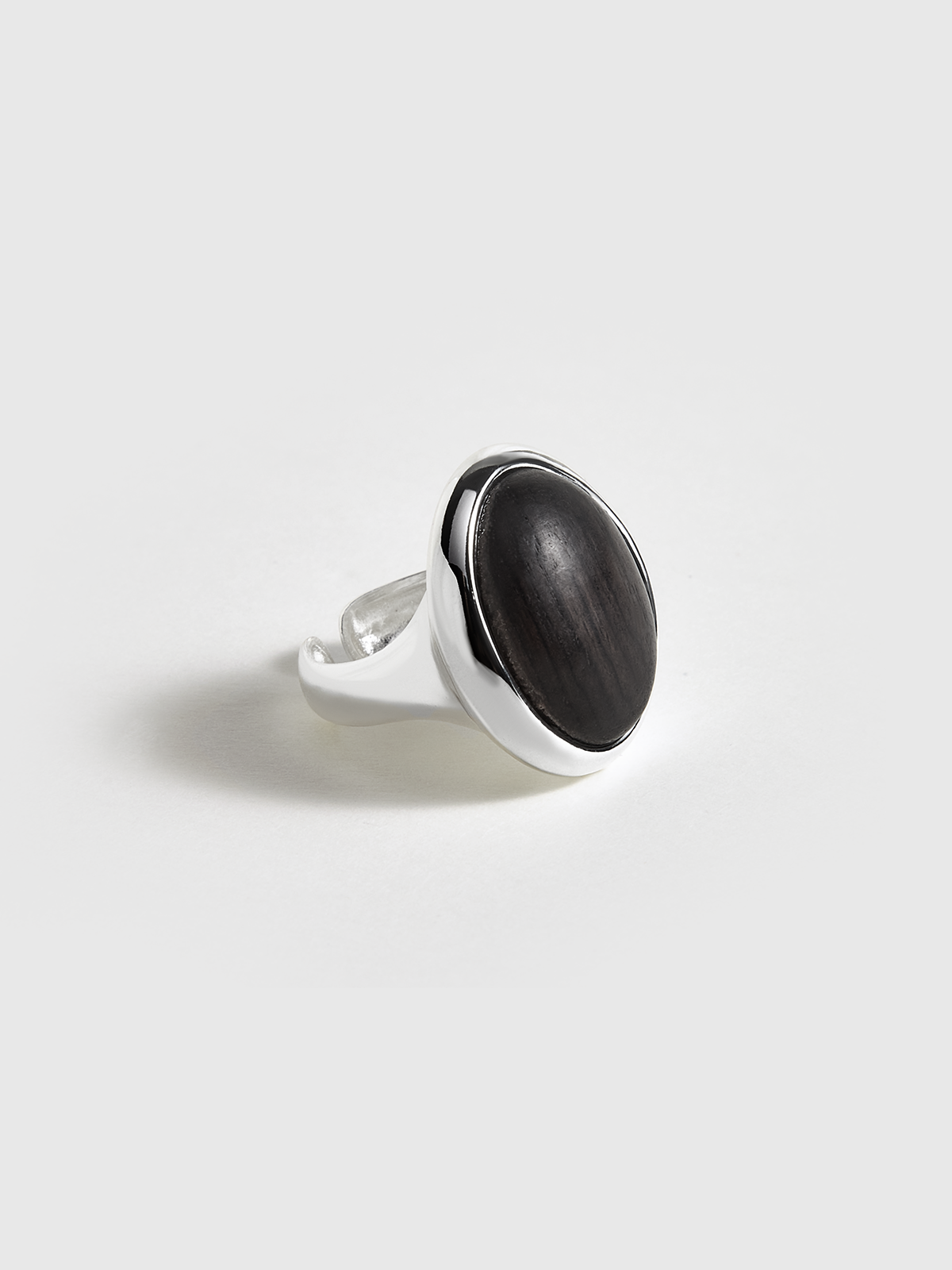 Woodgrain Stone Silver Ring