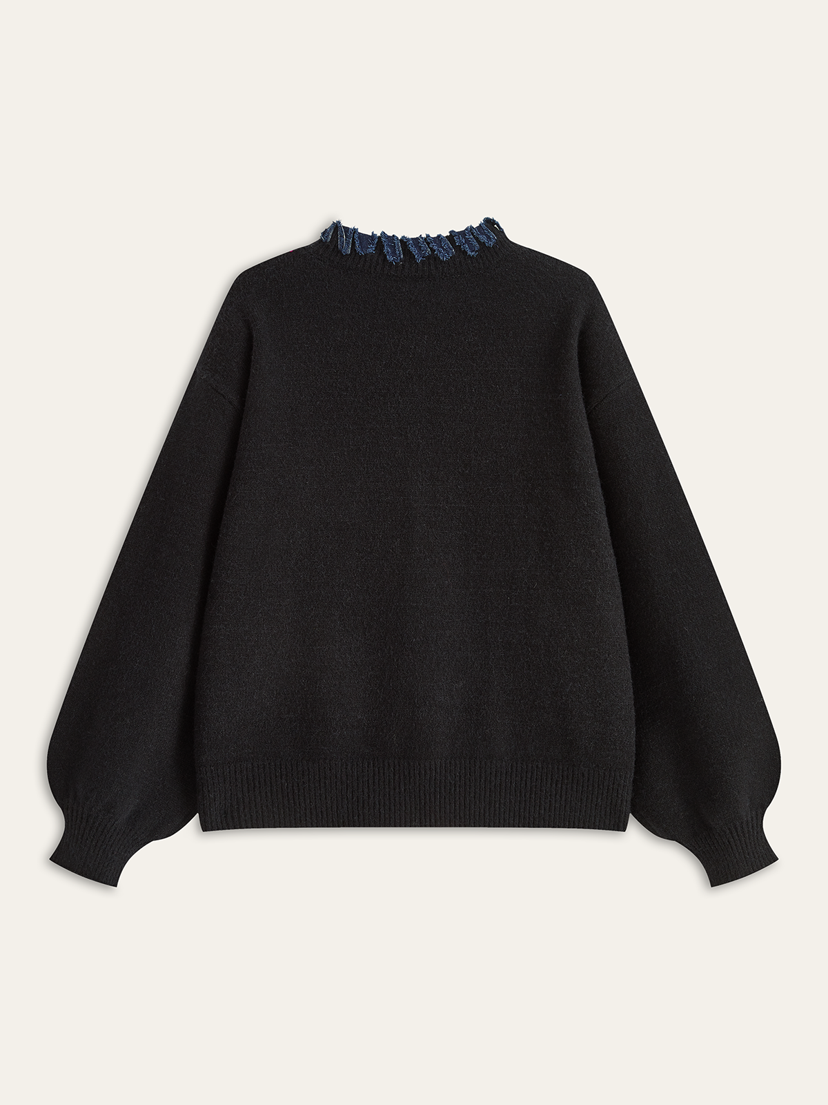 Denim Fringe Trim Cardigan