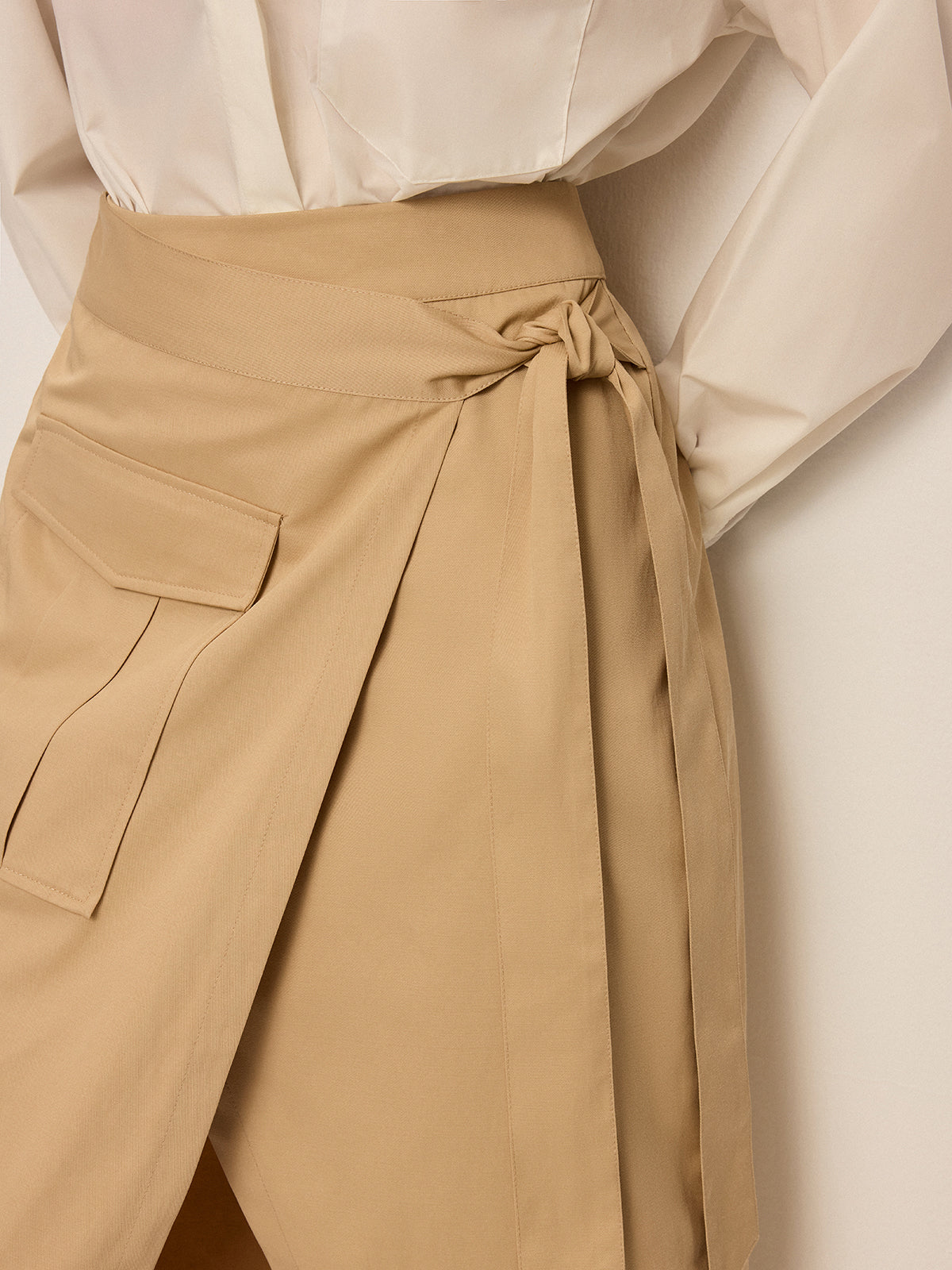 Pocket Wrap Midi Skirt