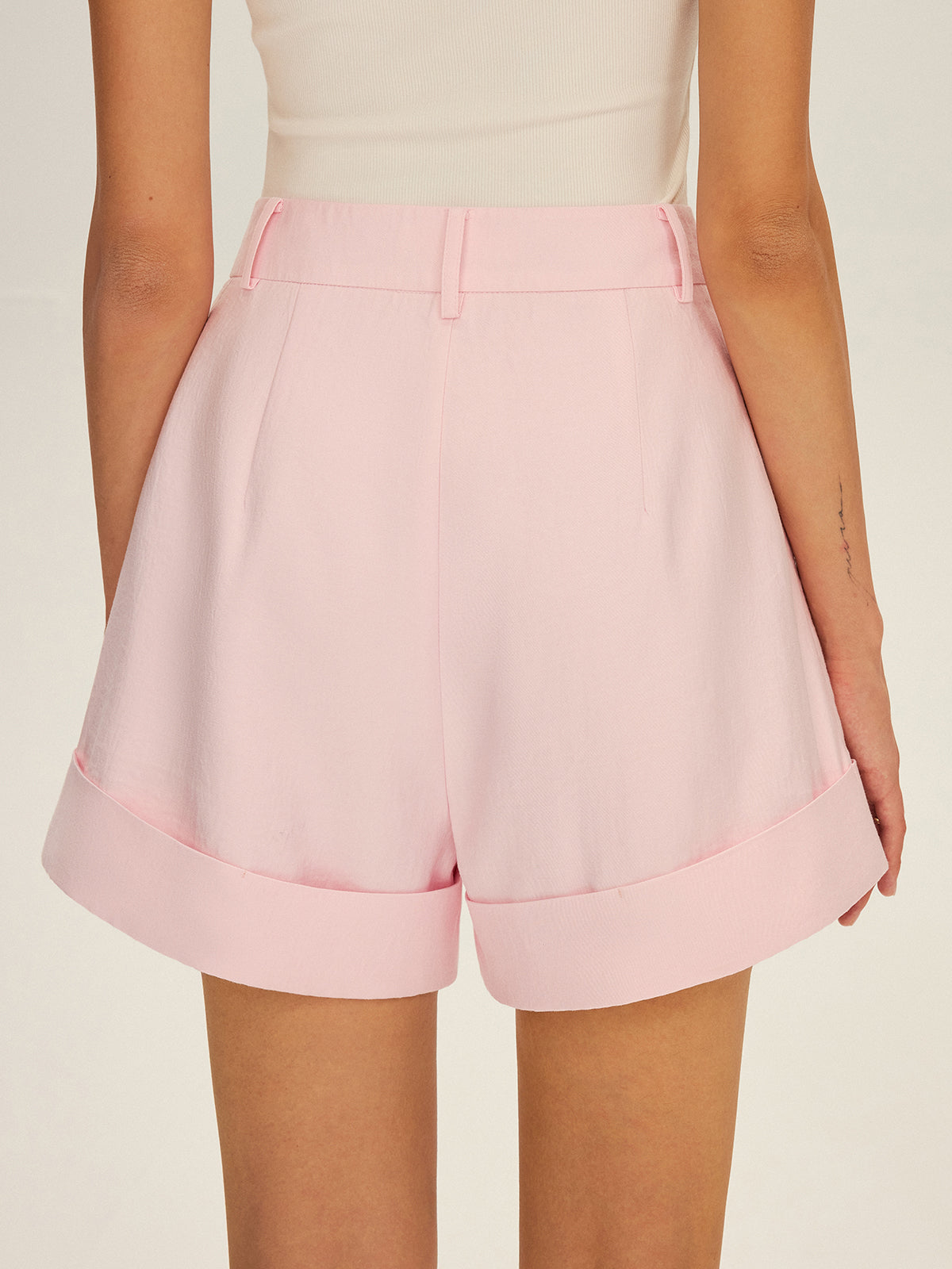 High-Waist-Shorts mit Krempelbund