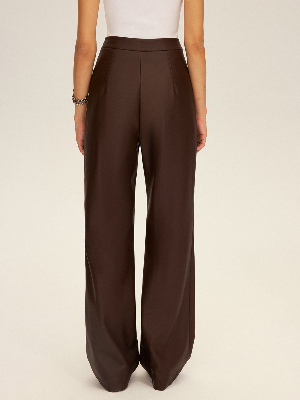 Pantalon droit en similicuir PU