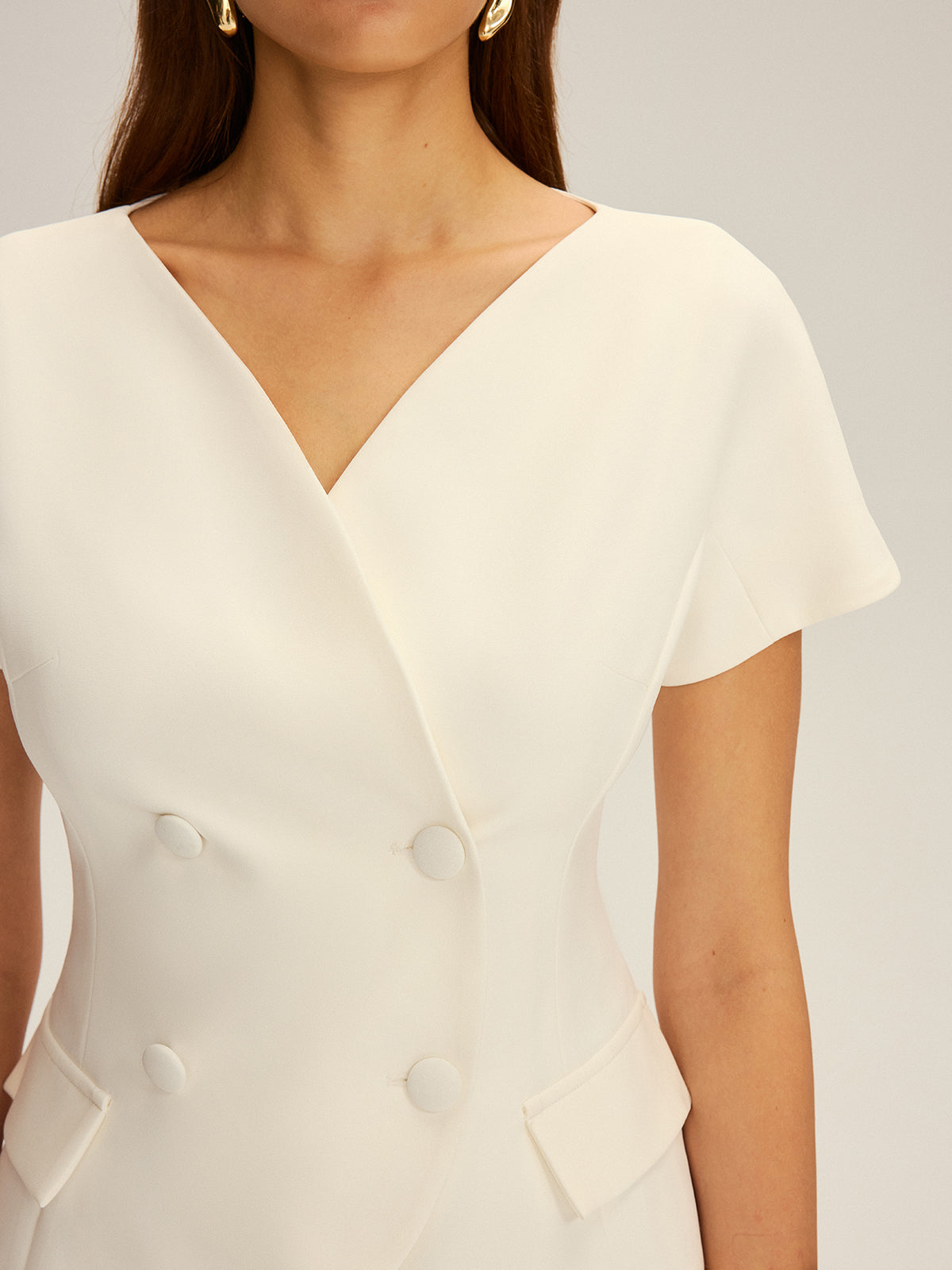 Double-Breasted Short-Sleeve Blazer