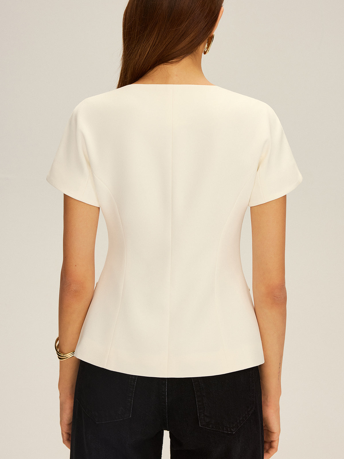 Double-Breasted Short-Sleeve Blazer