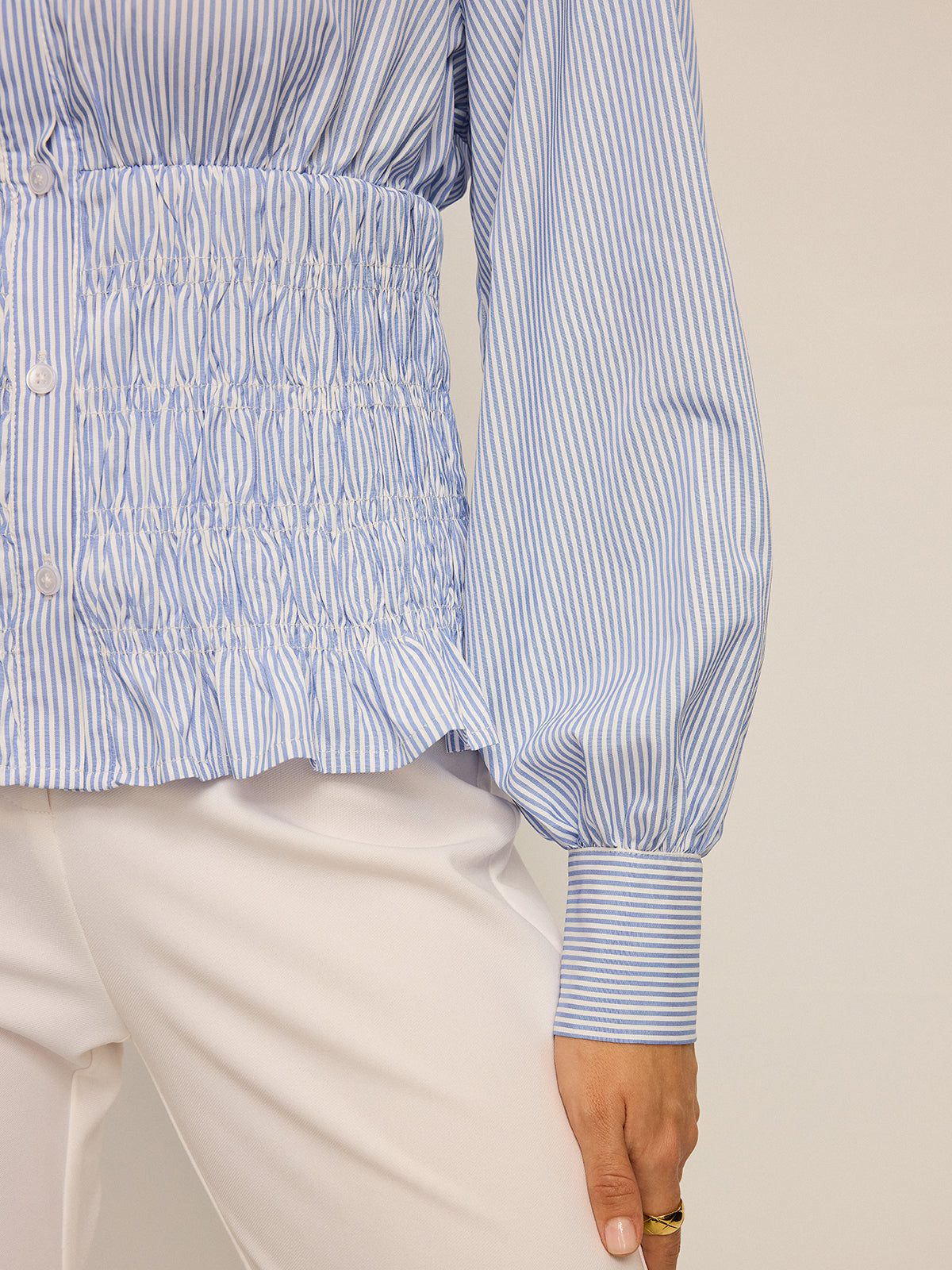 Striped Smocked Waist Shirt