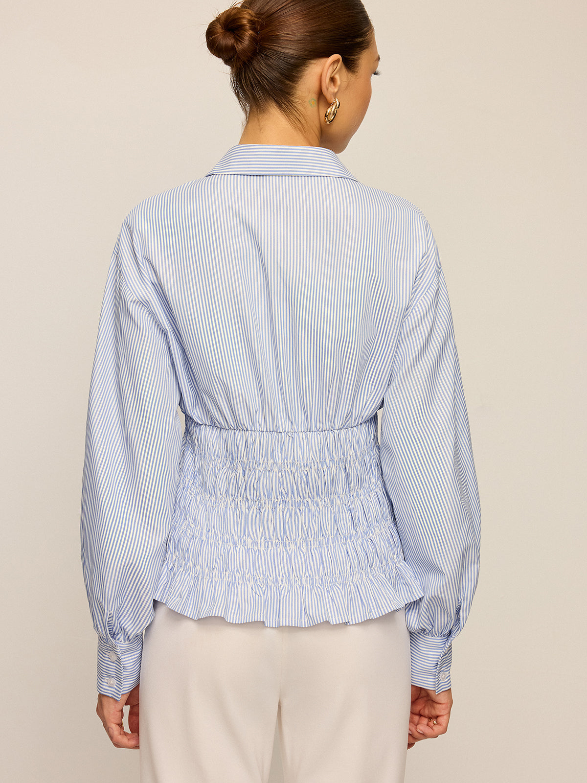 Striped Smocked Waist Shirt