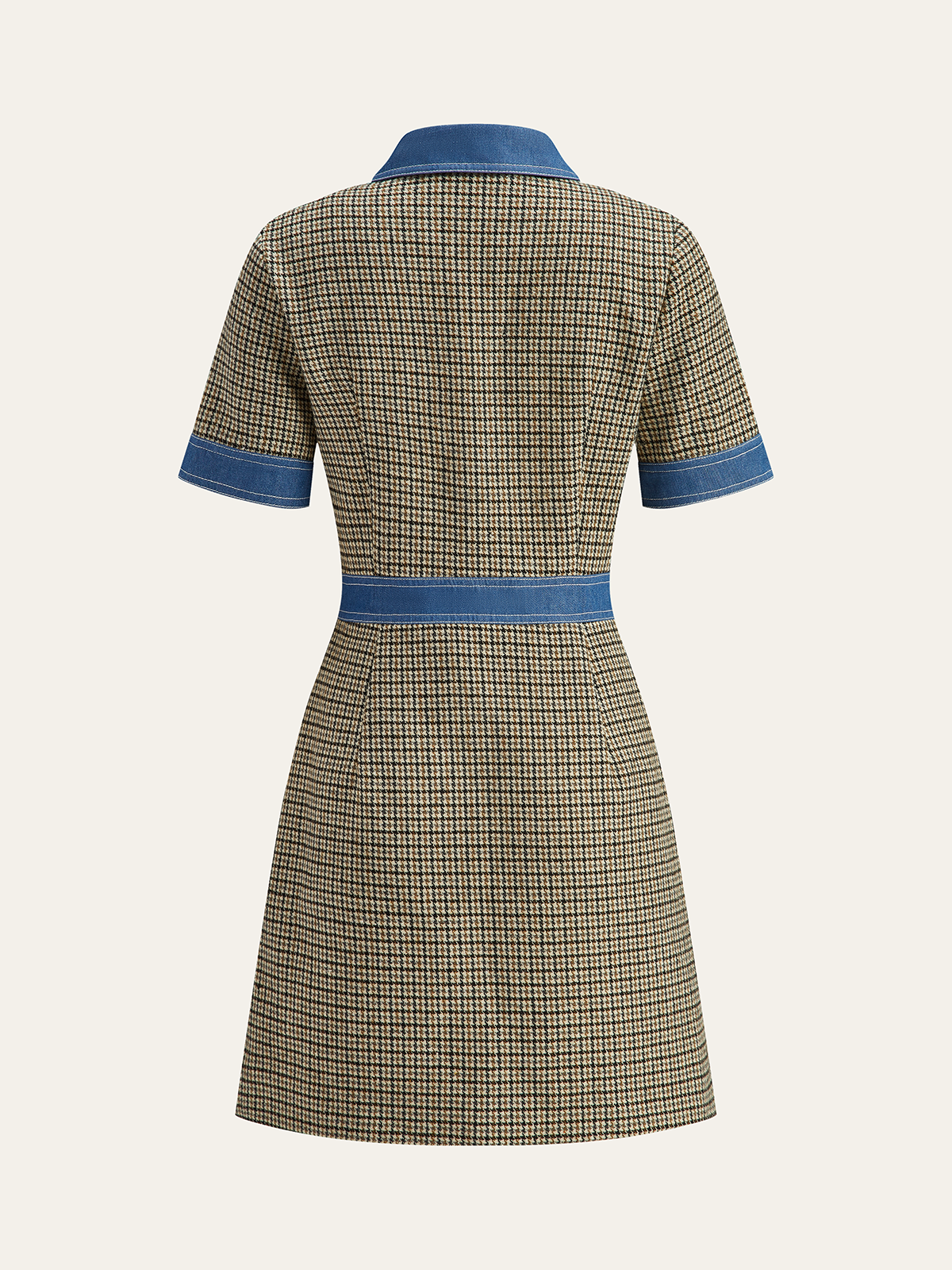 Plaid Contrast Trim Mini Dress