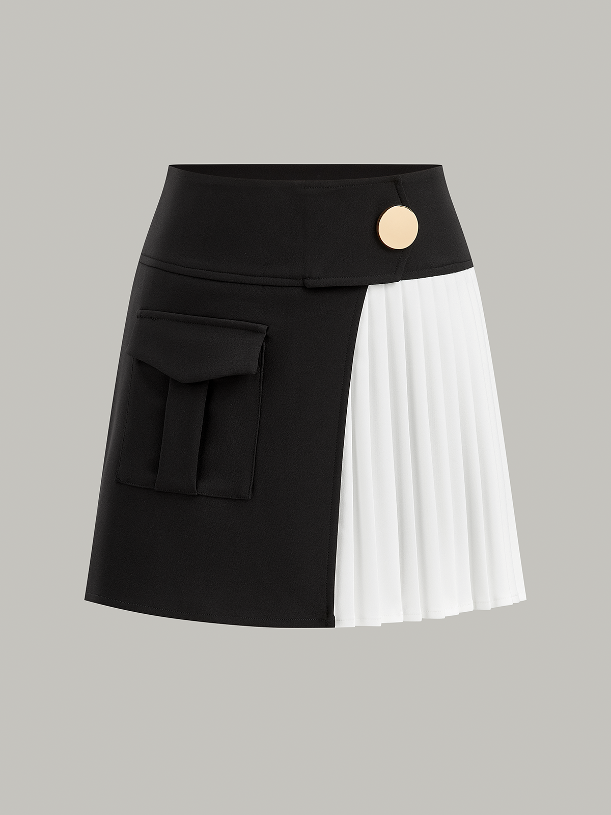 Contrast Pleated Panel Mini Skirt