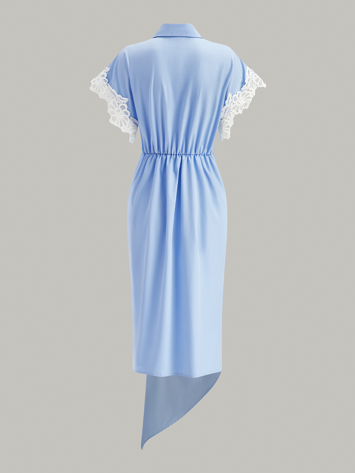Hemdblusenkleid mit asymmetrischem Saum und Spitzenbesatz