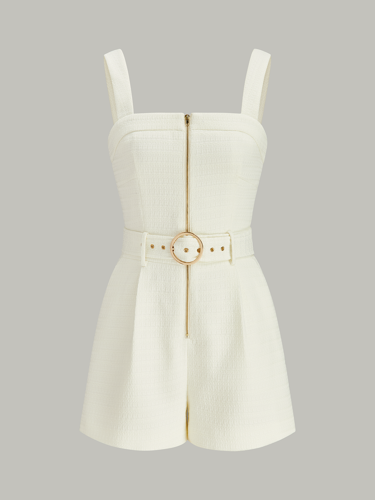 Combinaison zippée texturée avec ceinture
