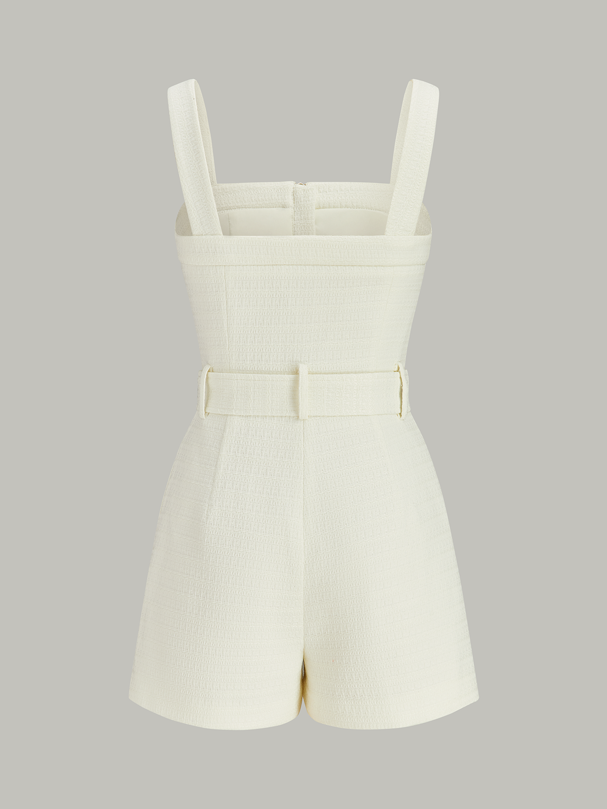 Textured Zipper Jumpsuit With Belt