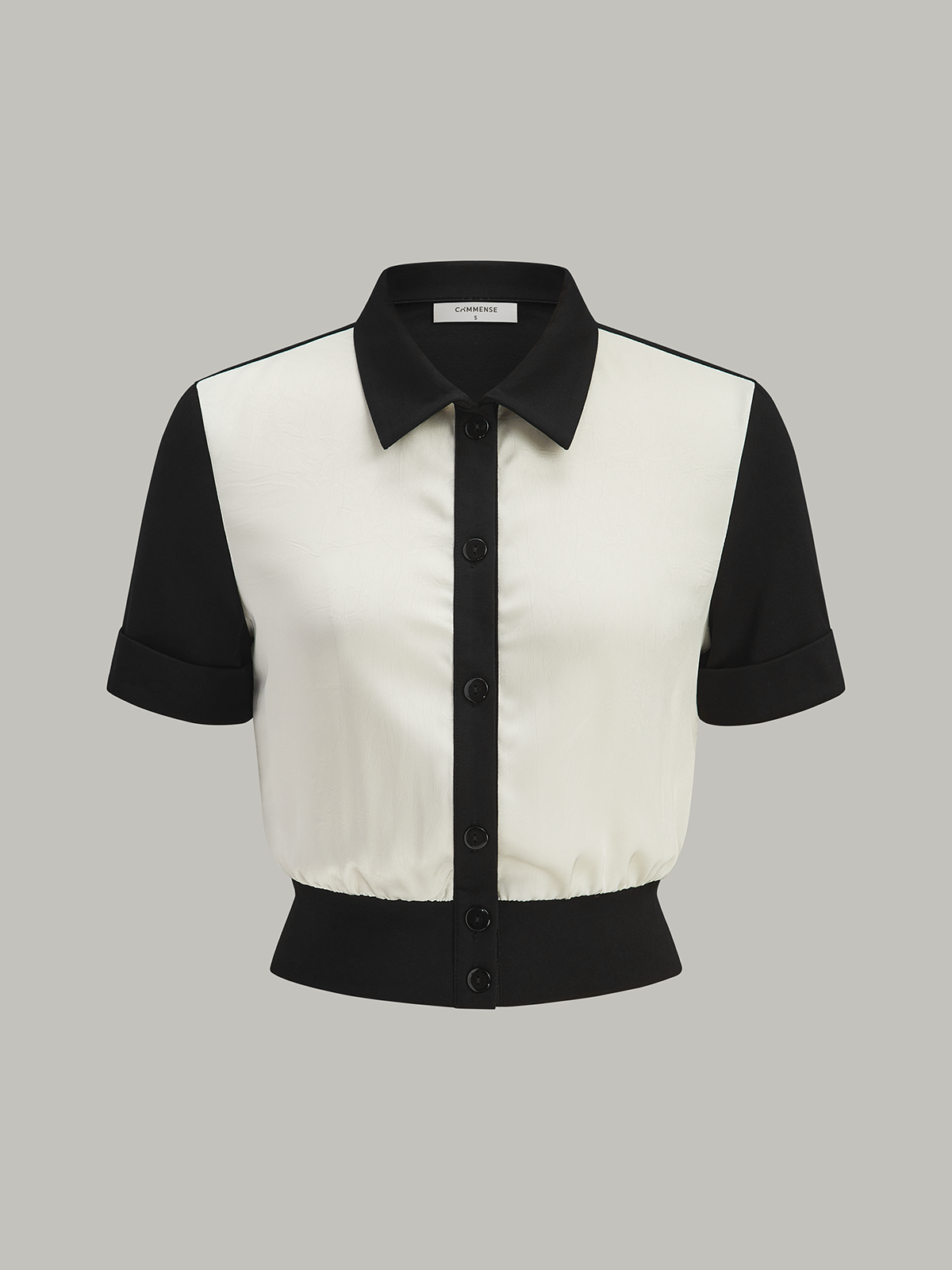 Color-Block Button-Front Blouse