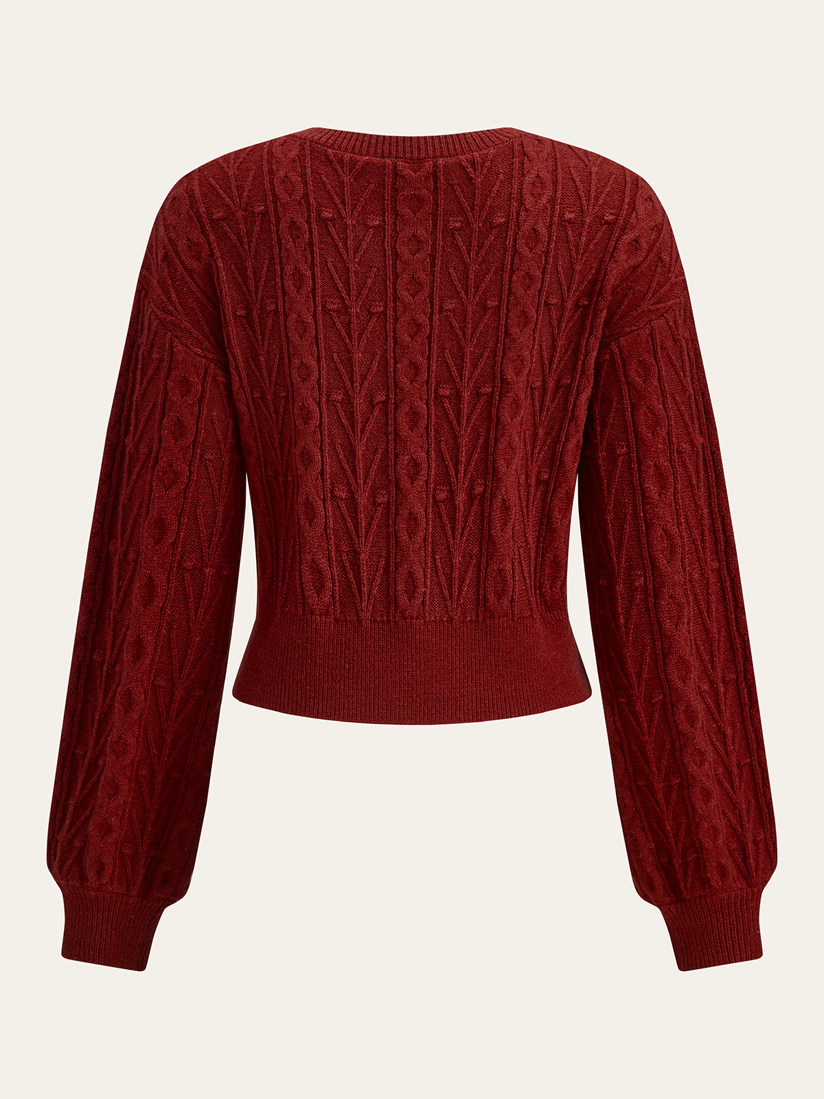 Wool Blend Bow Cable-Knit Cardigan