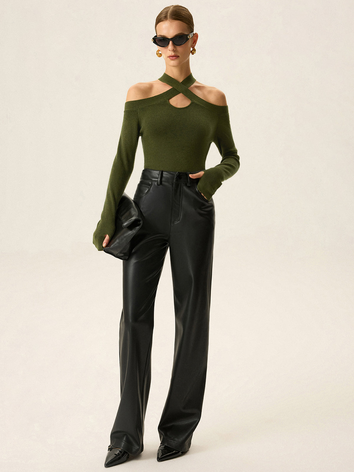 Cross-Strap Off-Shoulder Knit Top