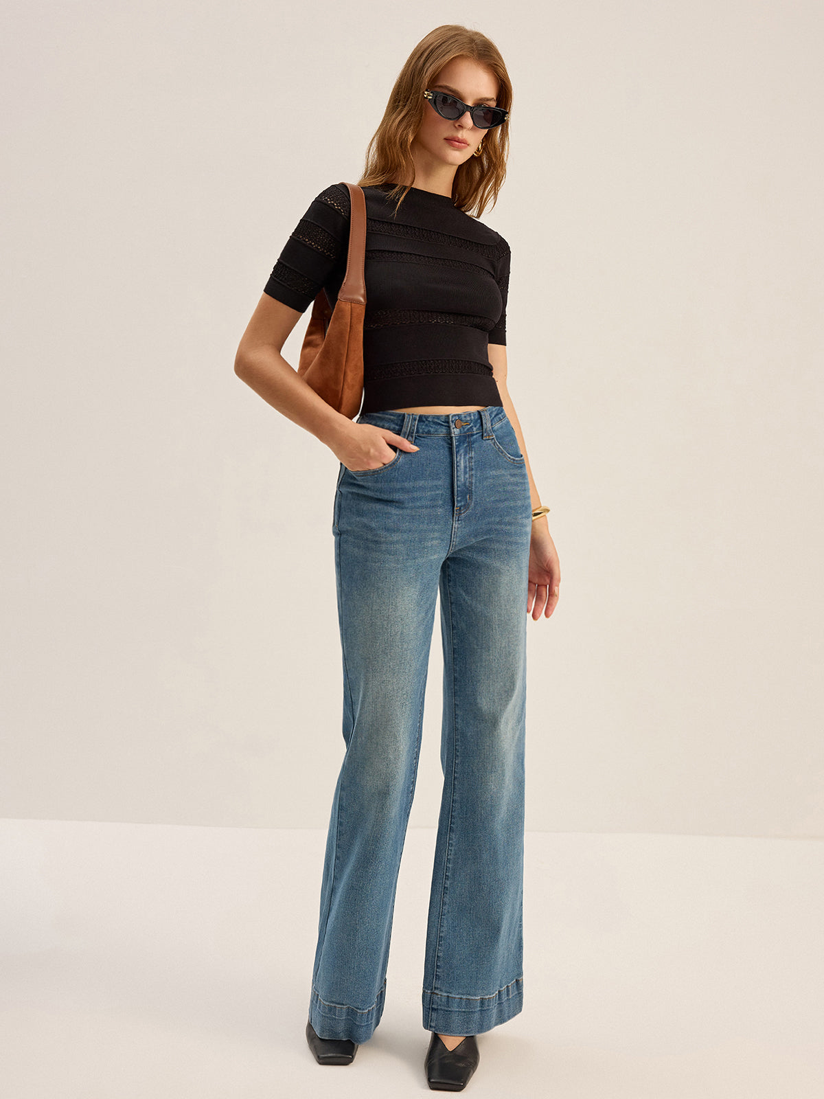 Haut tricoté à détails crochetés