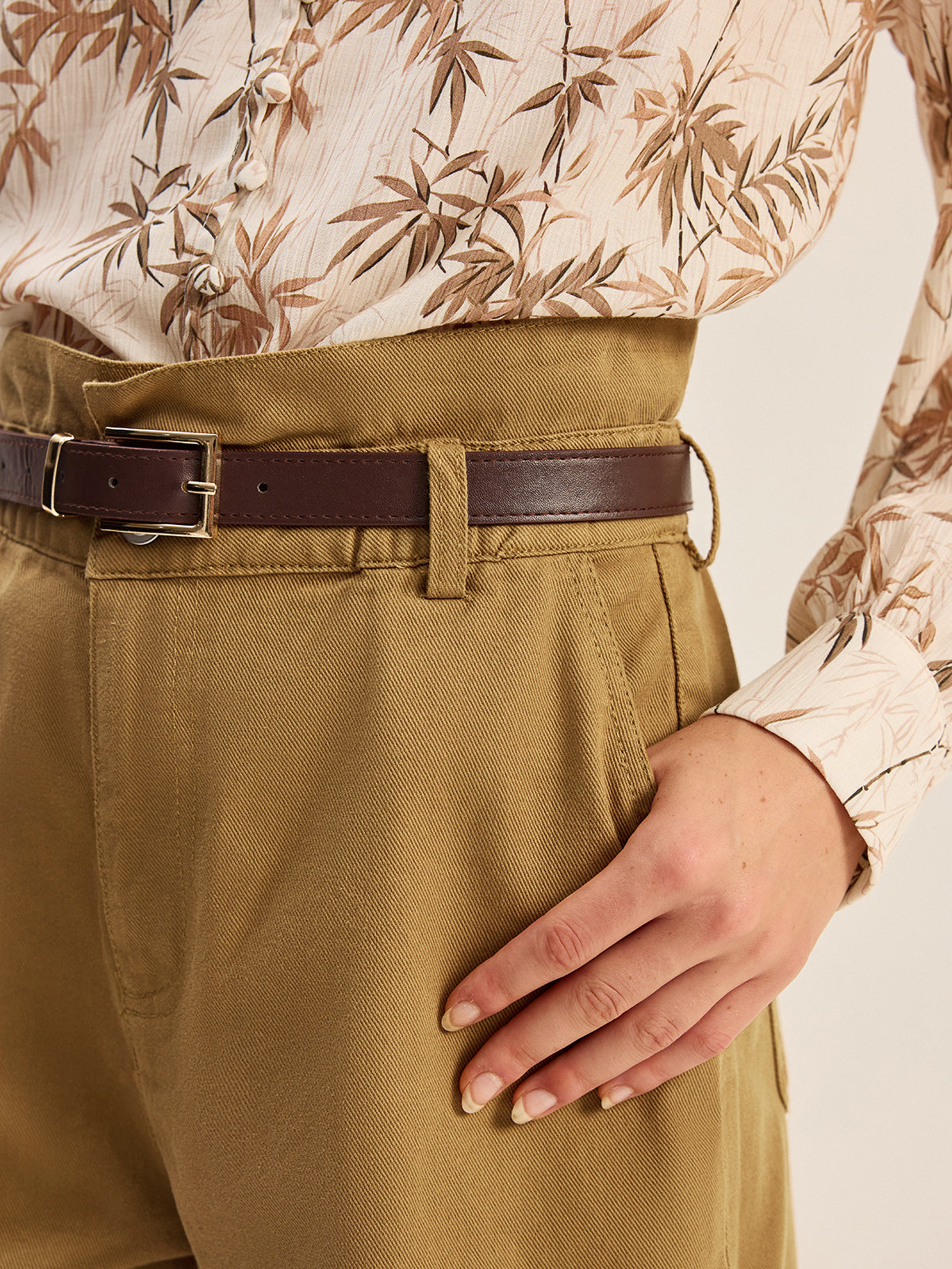 Short en jean taille mi-haute à ceinture