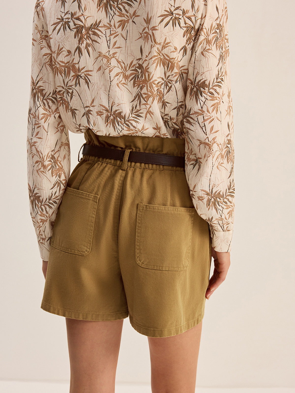 Short en jean taille mi-haute à ceinture