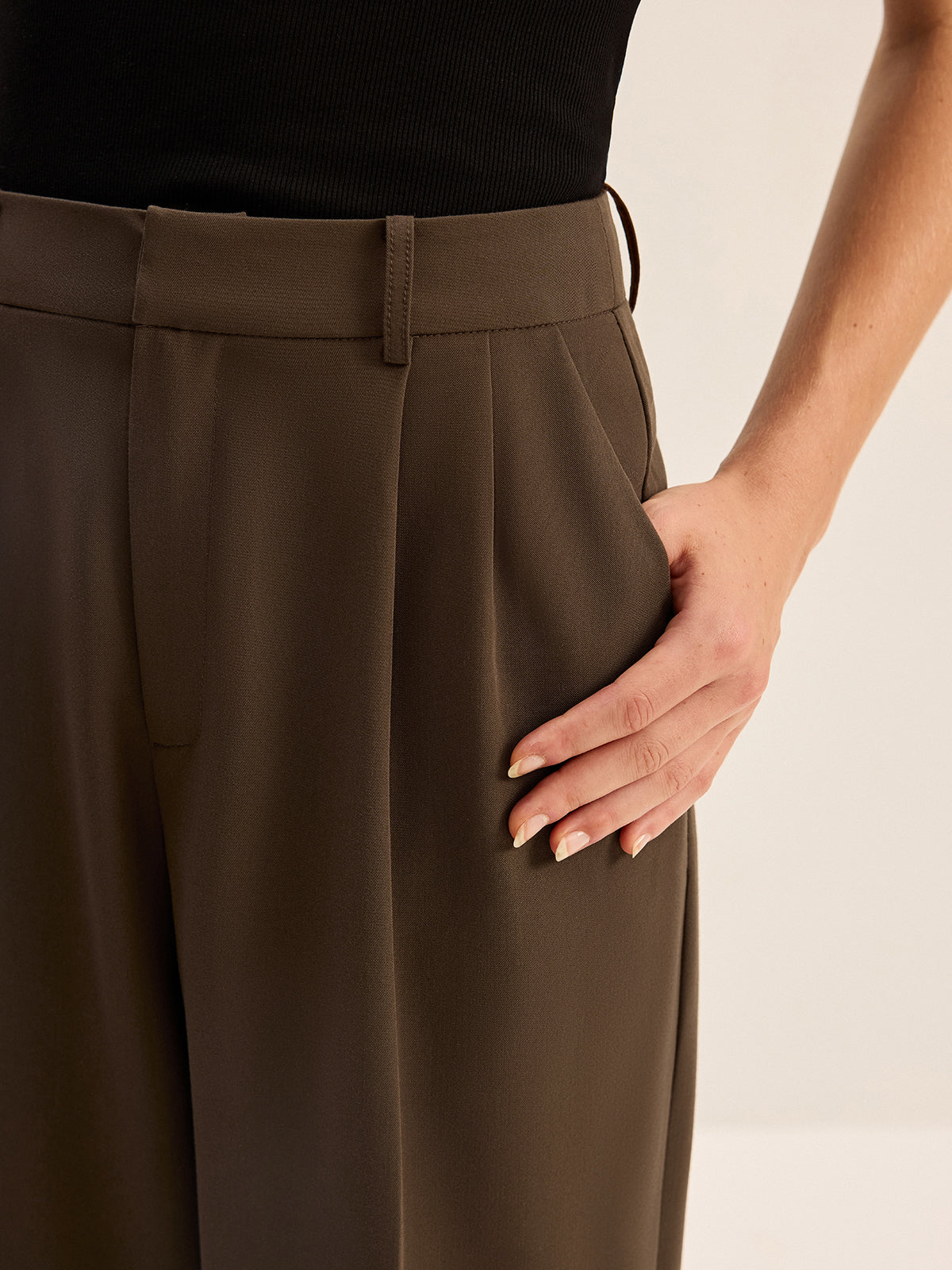 High-Waisted Pleated Pants