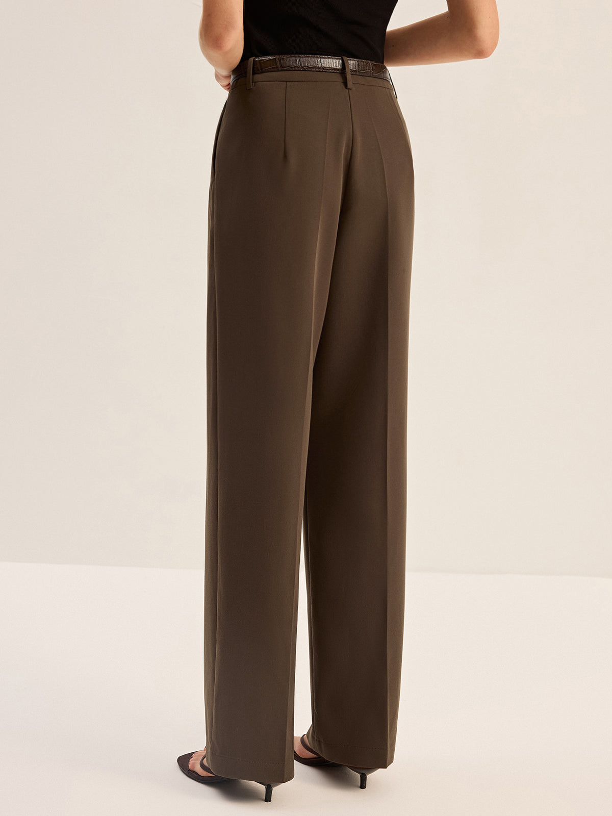 High-Waisted Pleated Pants