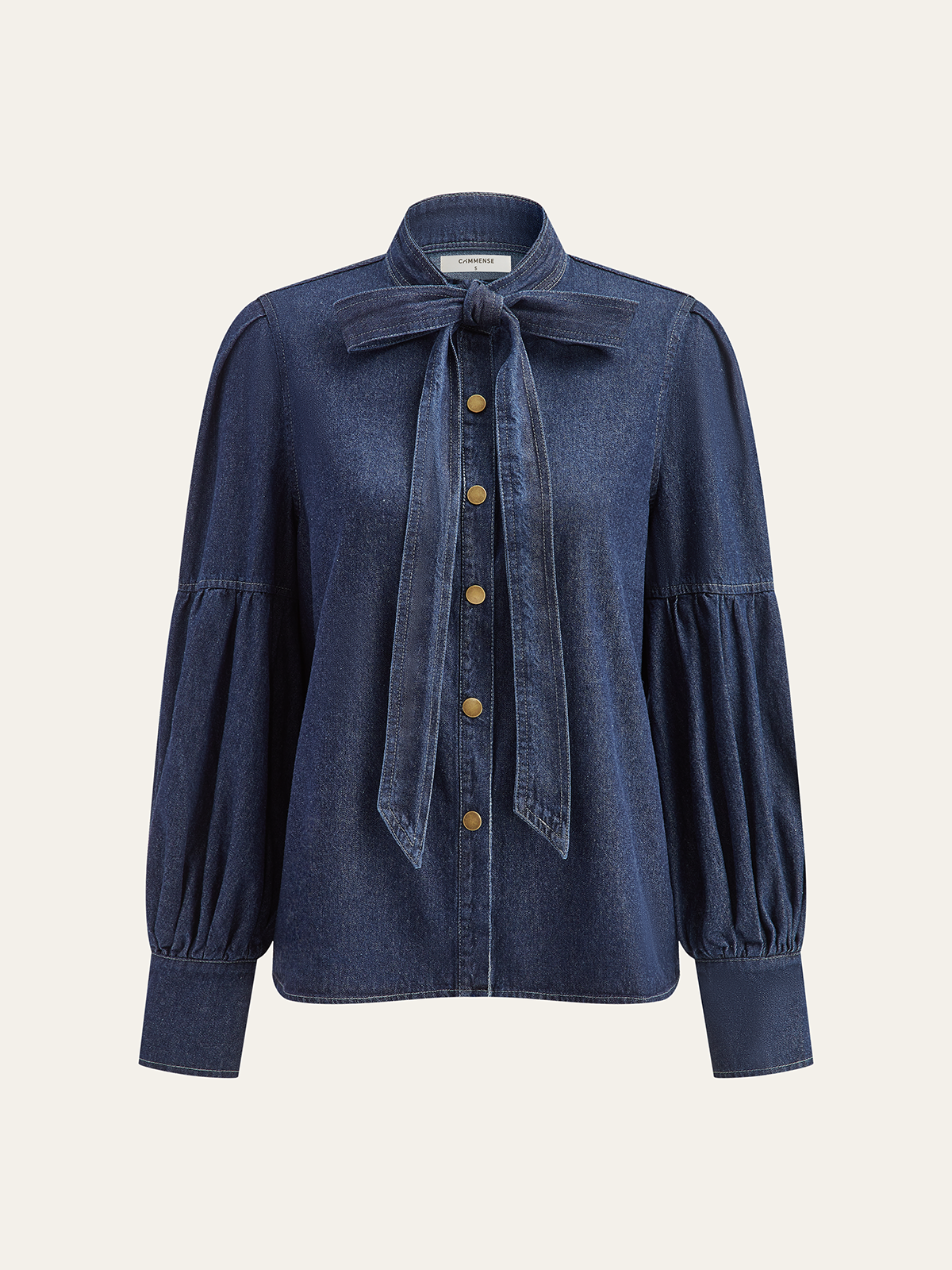 Tie Neck Denim Shirt
