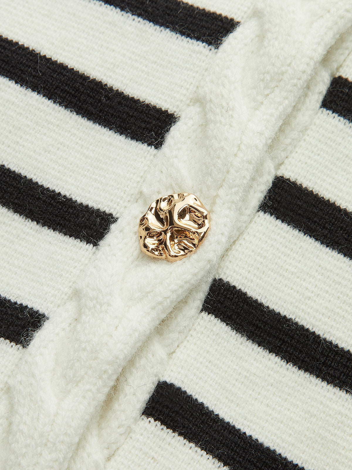 Cable Knit Trim Striped Vest