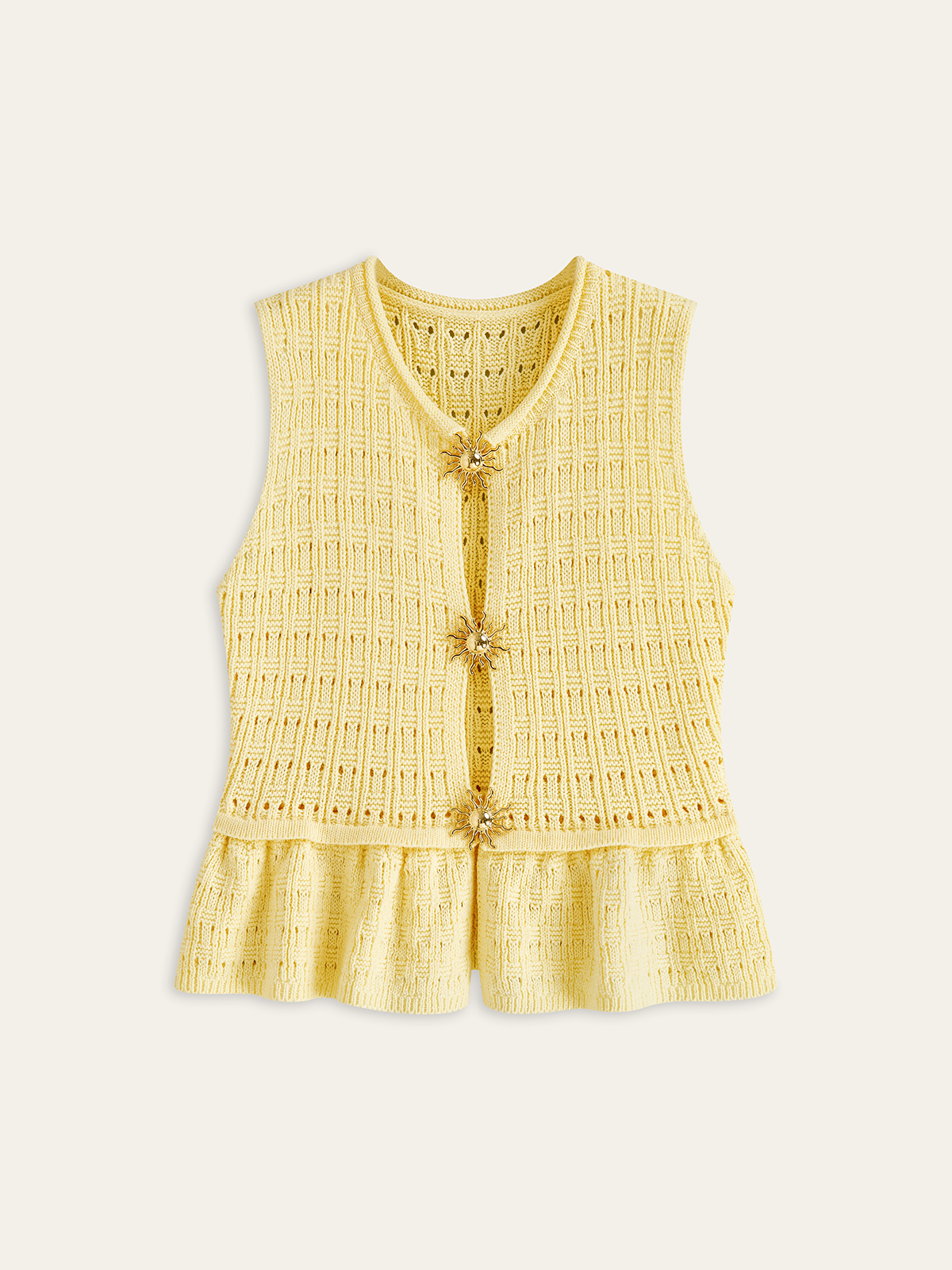 Metal Detail Knitted Peplum Vest