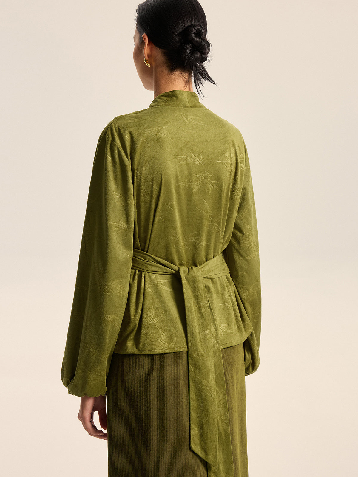 Textured Embossed Belted Wrap Top