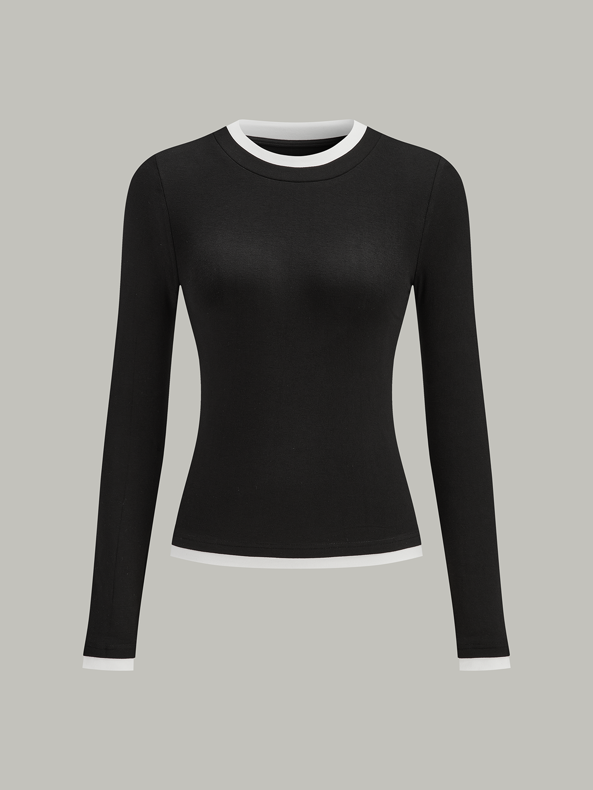 Langarm-T-Shirt mit Kontrastbesatz