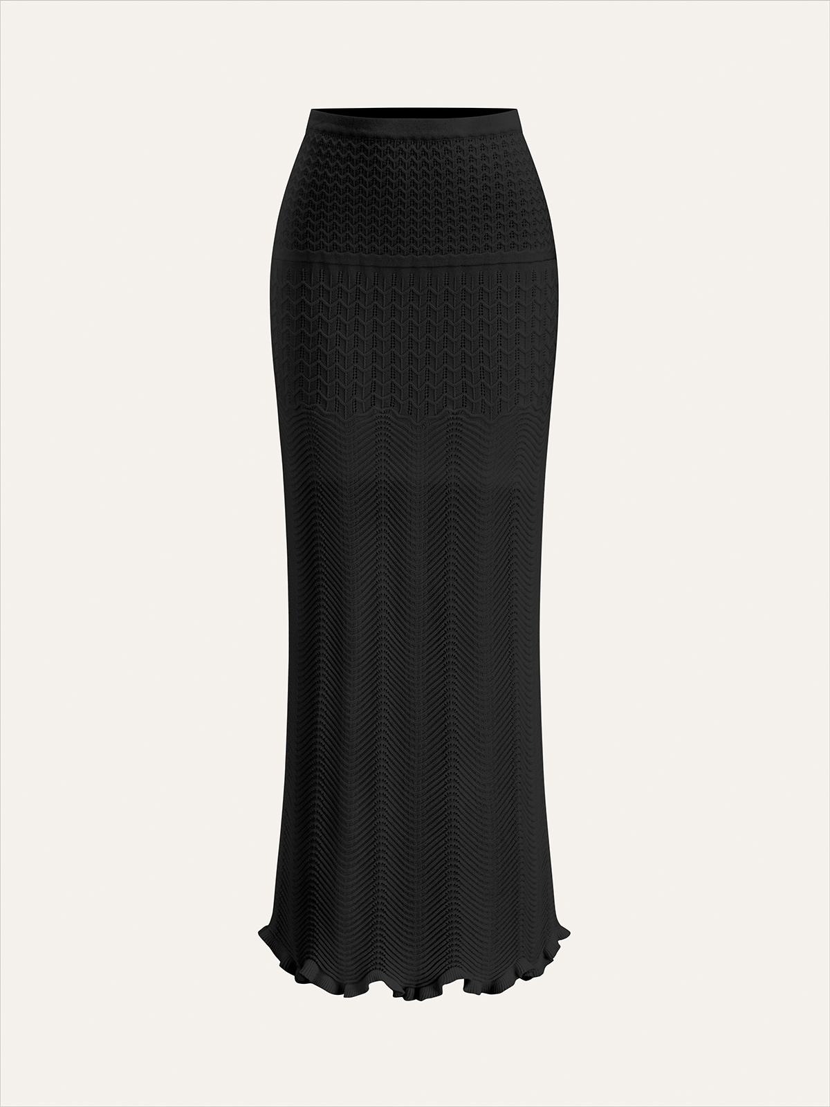 Jupe longue en maille motif vagues