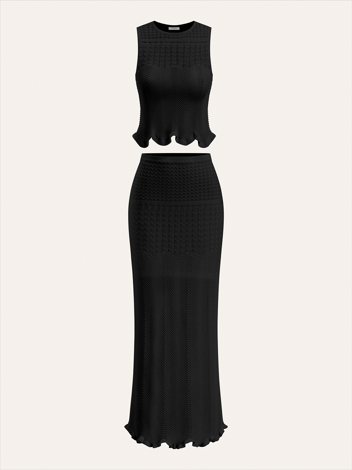 Jupe longue en maille motif vagues