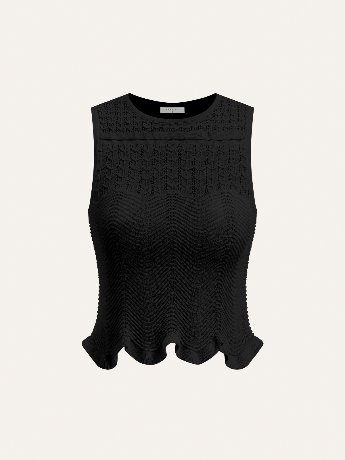 Ärmelloses Stricktop mit Wellenmuster